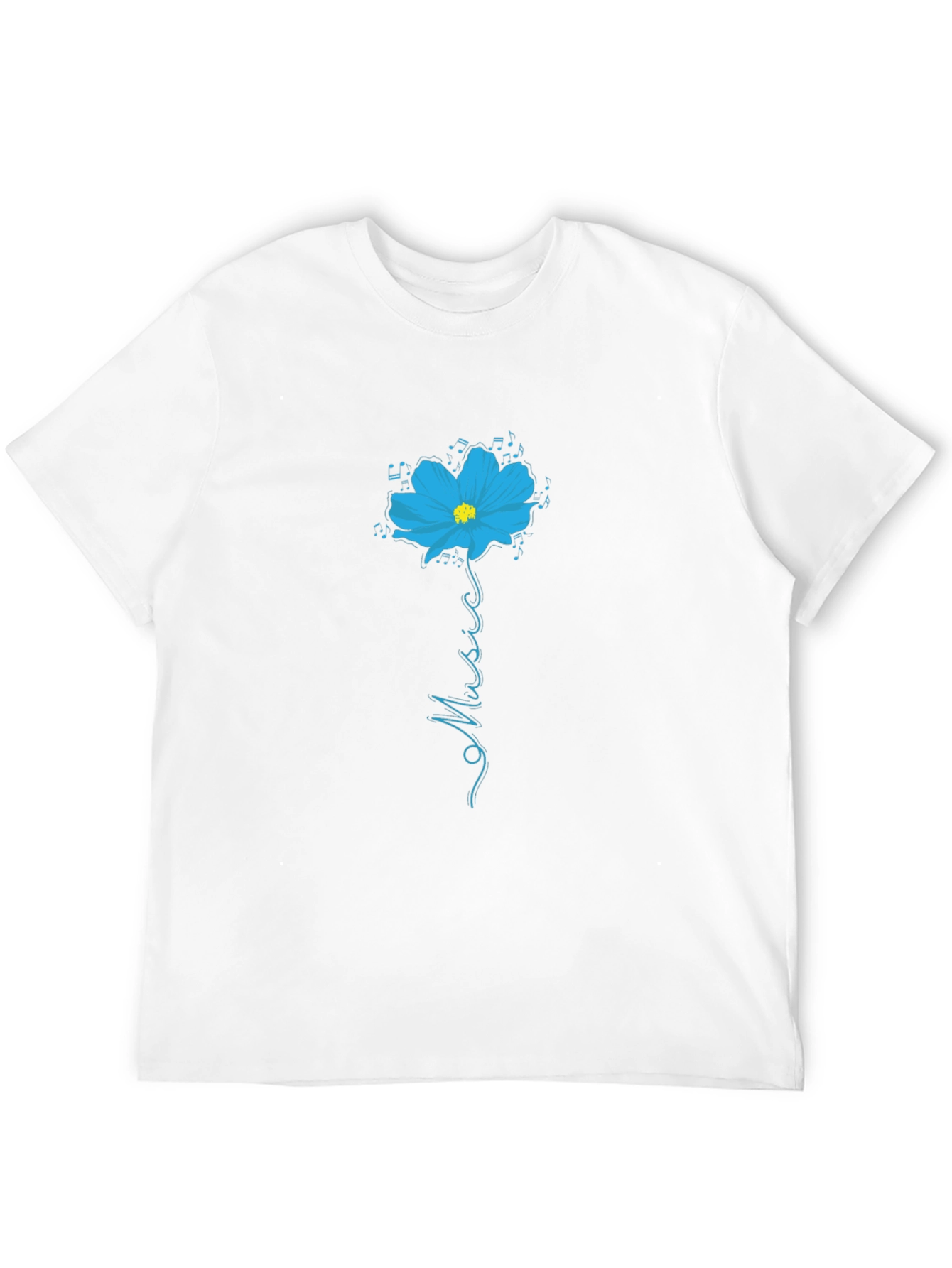 Black T-Shirt with Floral Music Graphic