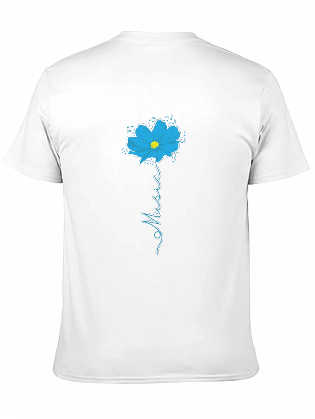 Black T-Shirt with Floral Music Graphic