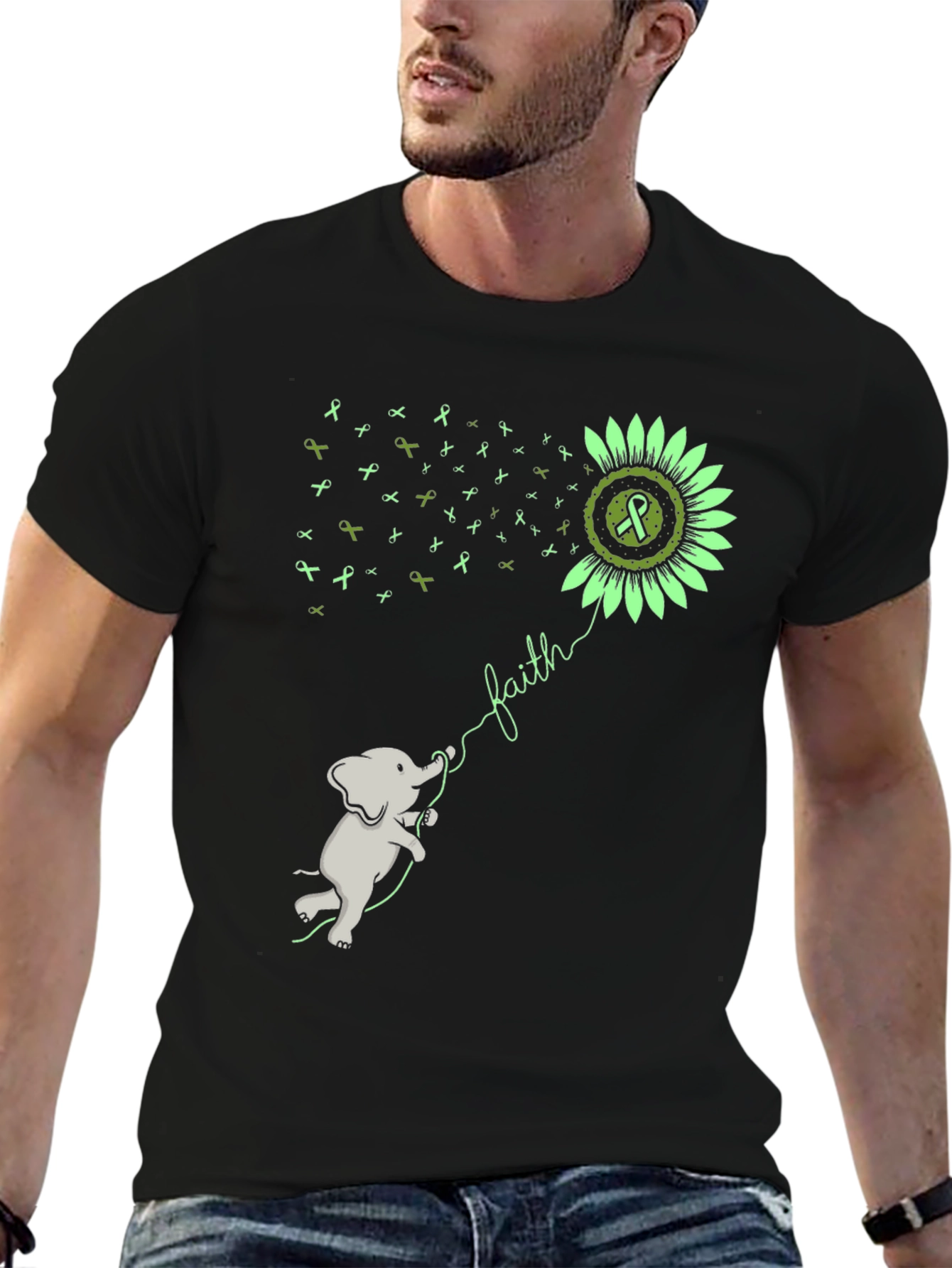 Faith Elephant Sunflower Graphic Tee