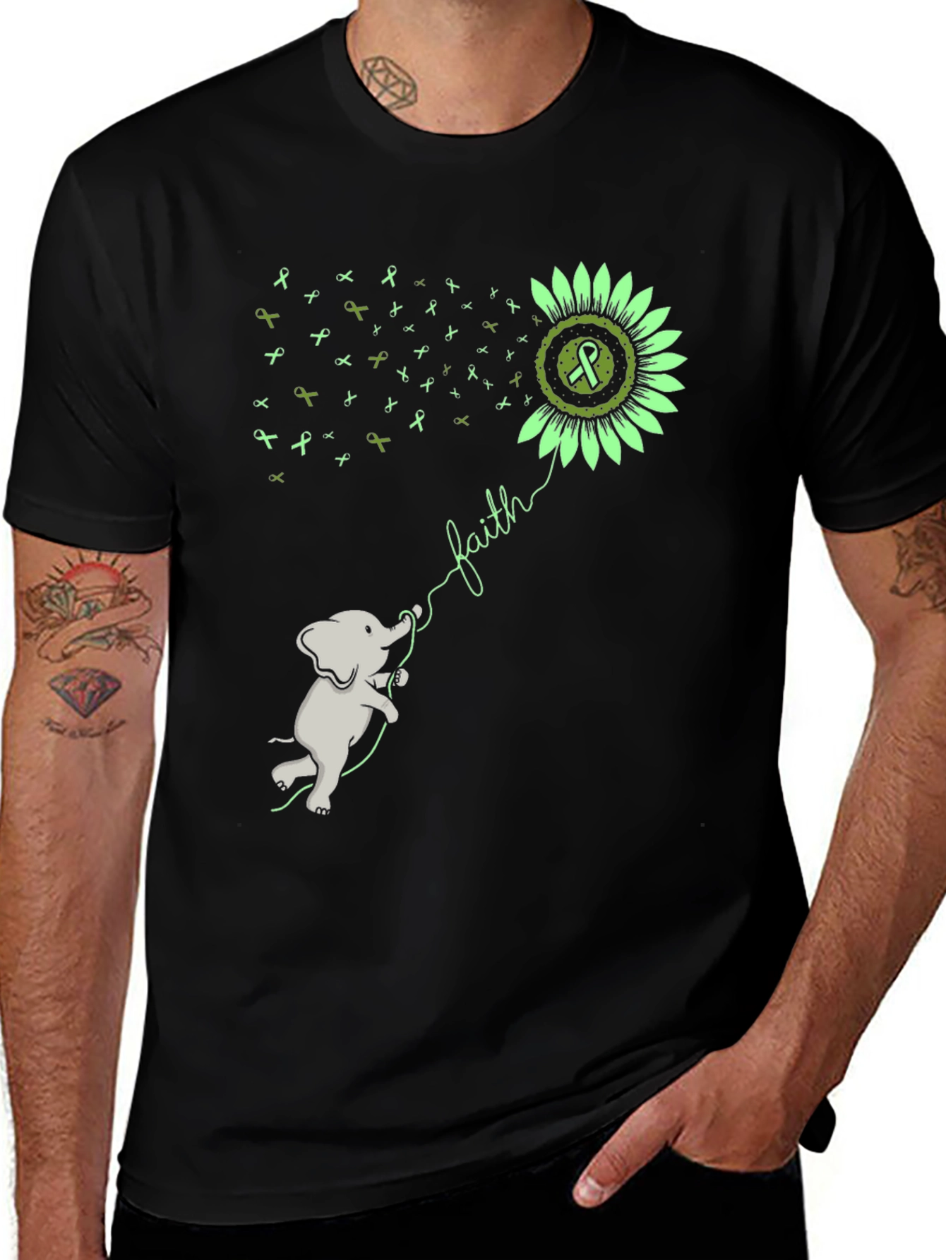 Faith Elephant Sunflower Graphic Tee