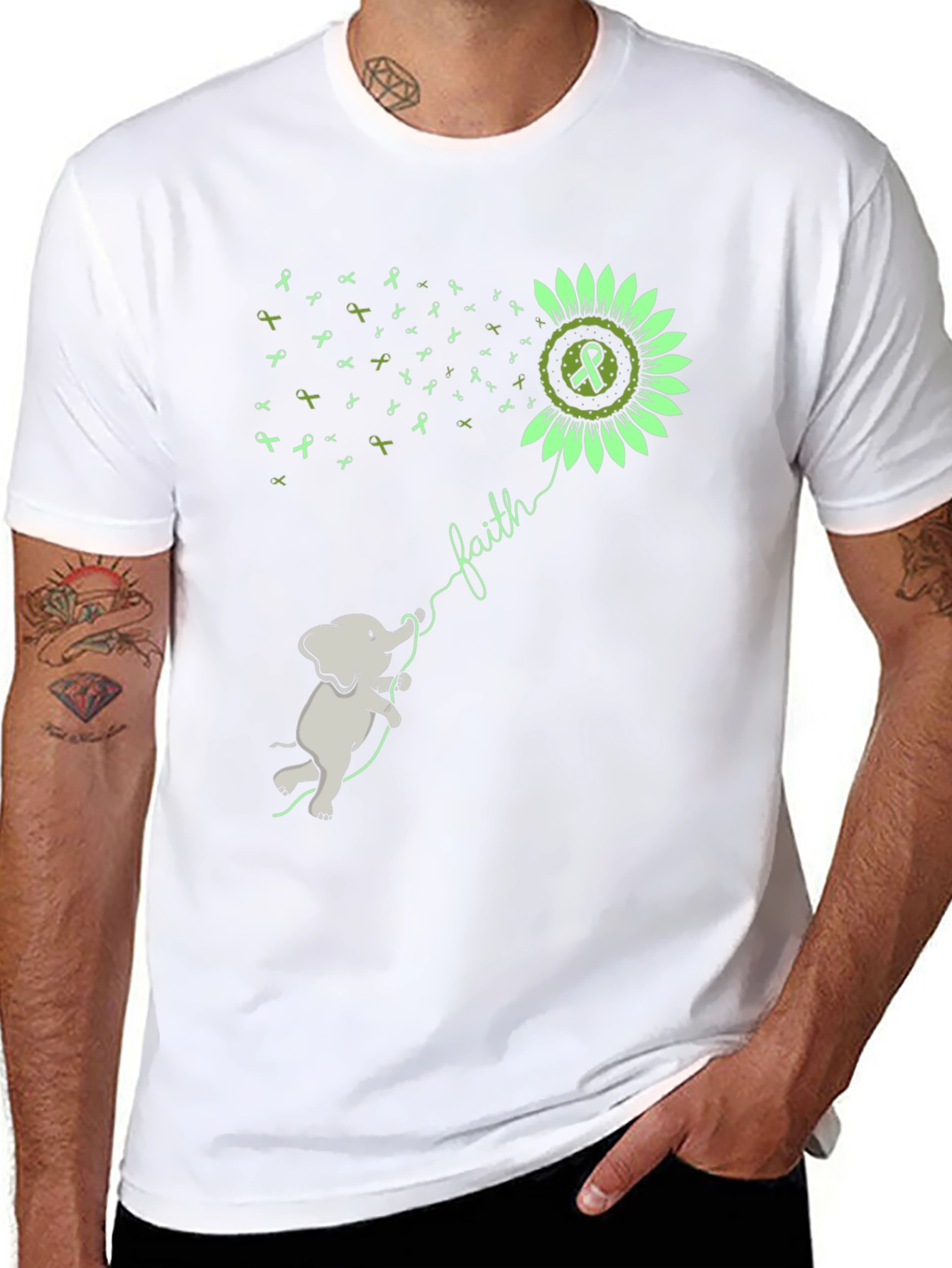 Faith Elephant Sunflower Graphic Tee