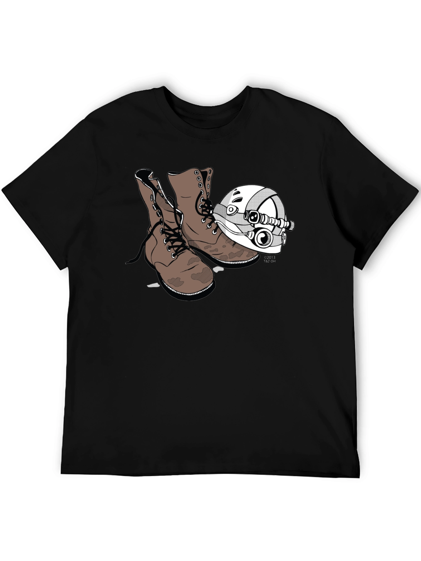 Boots & Helmet Graphic Tee - Black Cotton