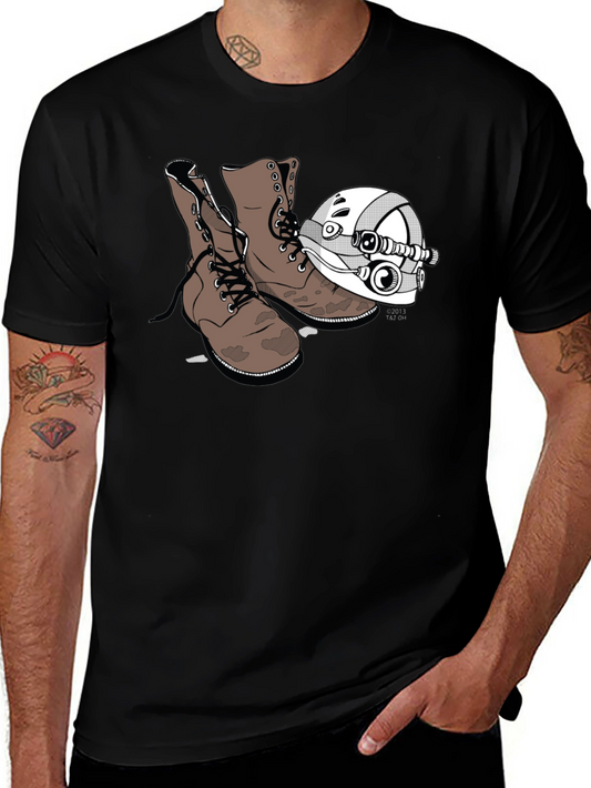 Boots & Helmet Graphic Tee - Black Cotton