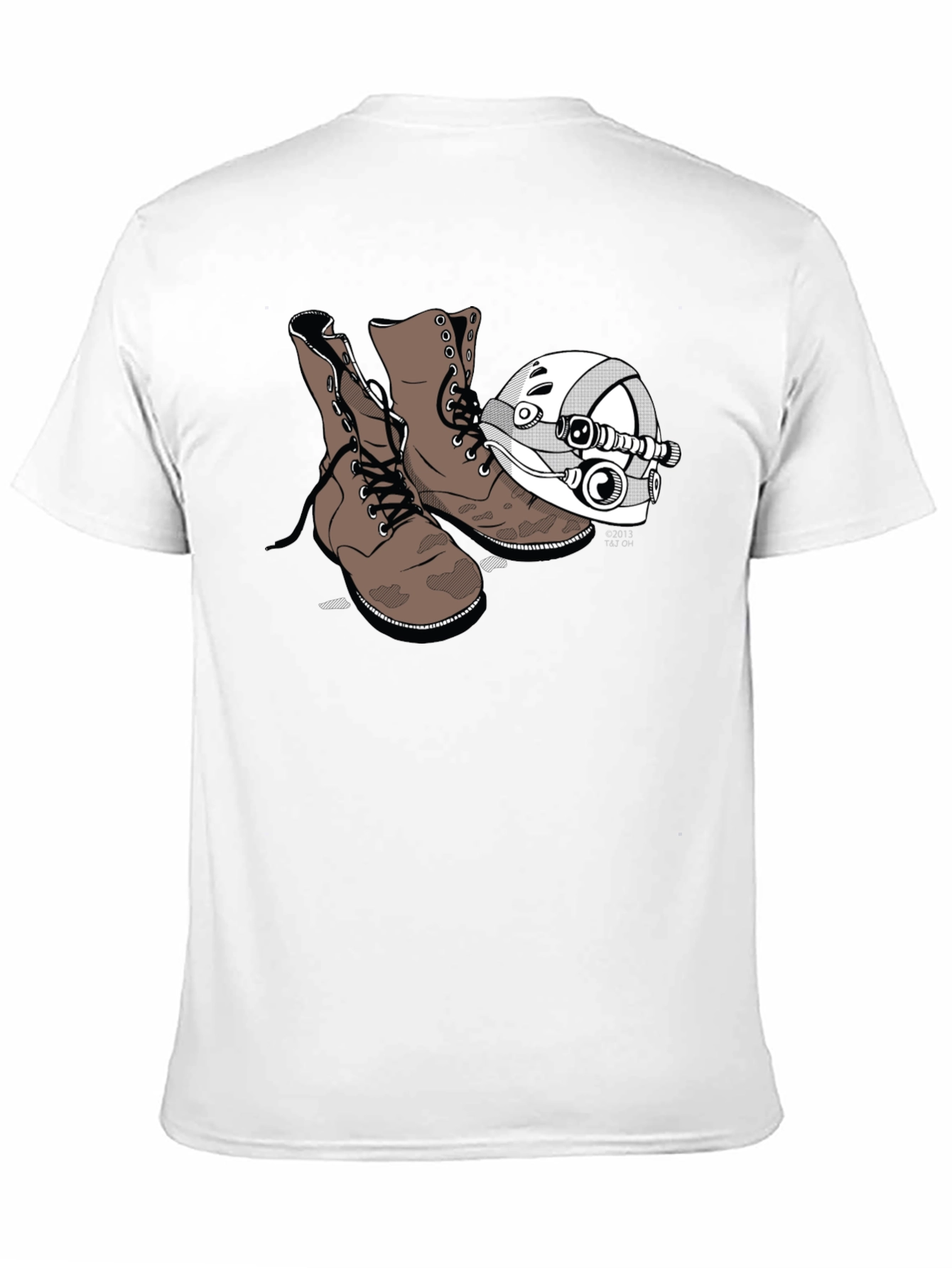 Boots & Helmet Graphic Tee - Black Cotton