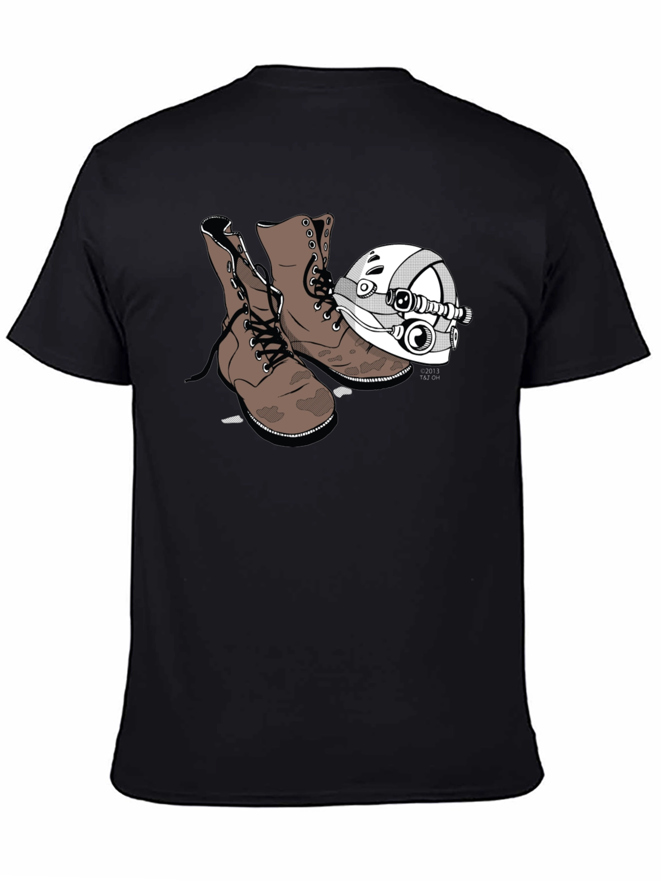 Boots & Helmet Graphic Tee - Black Cotton