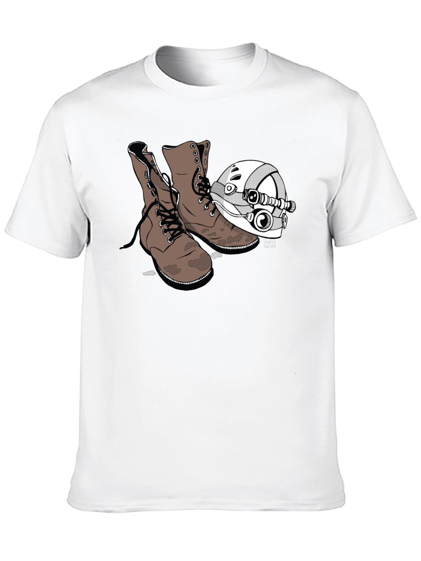 Boots & Helmet Graphic Tee - Black Cotton