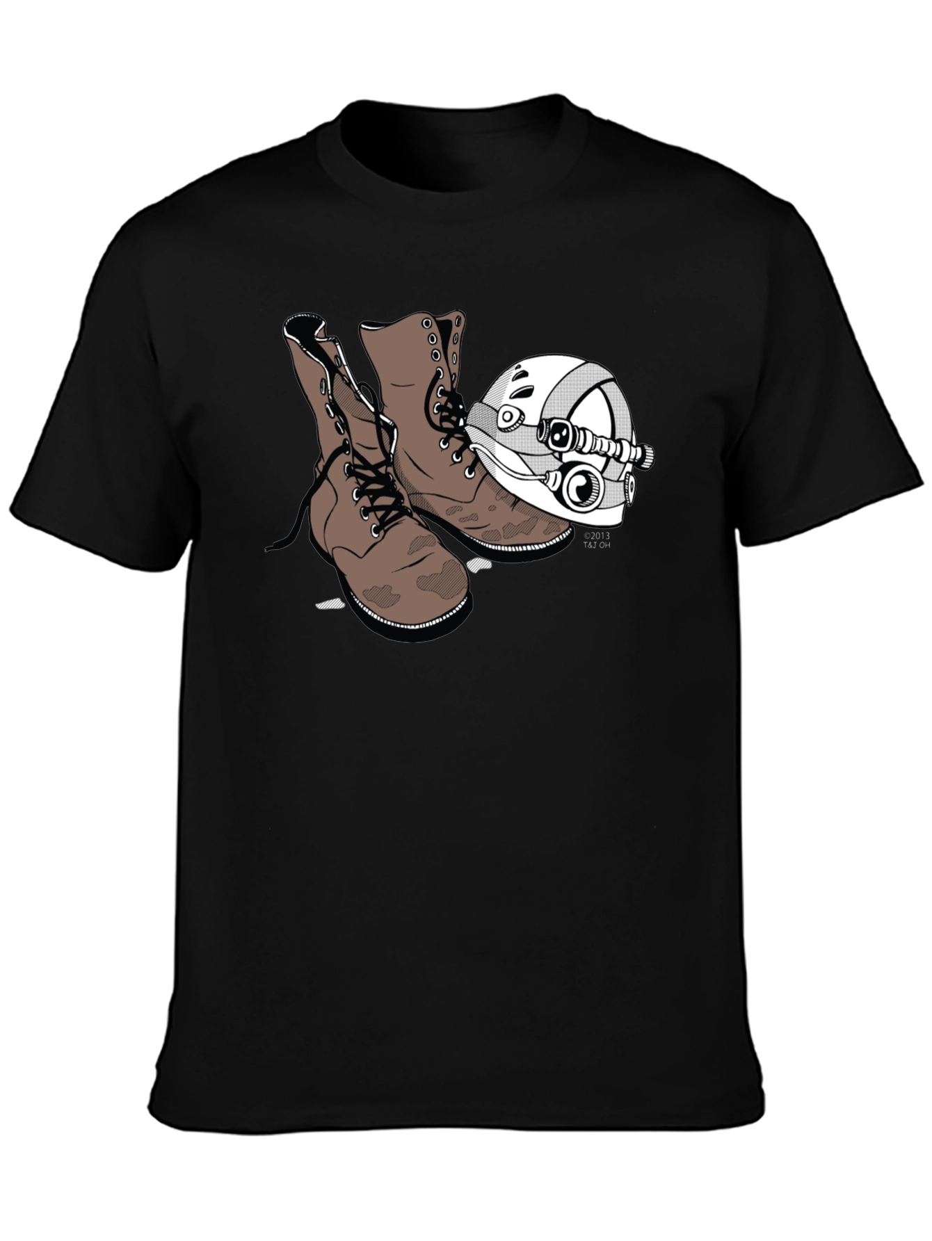 Boots & Helmet Graphic Tee - Black Cotton