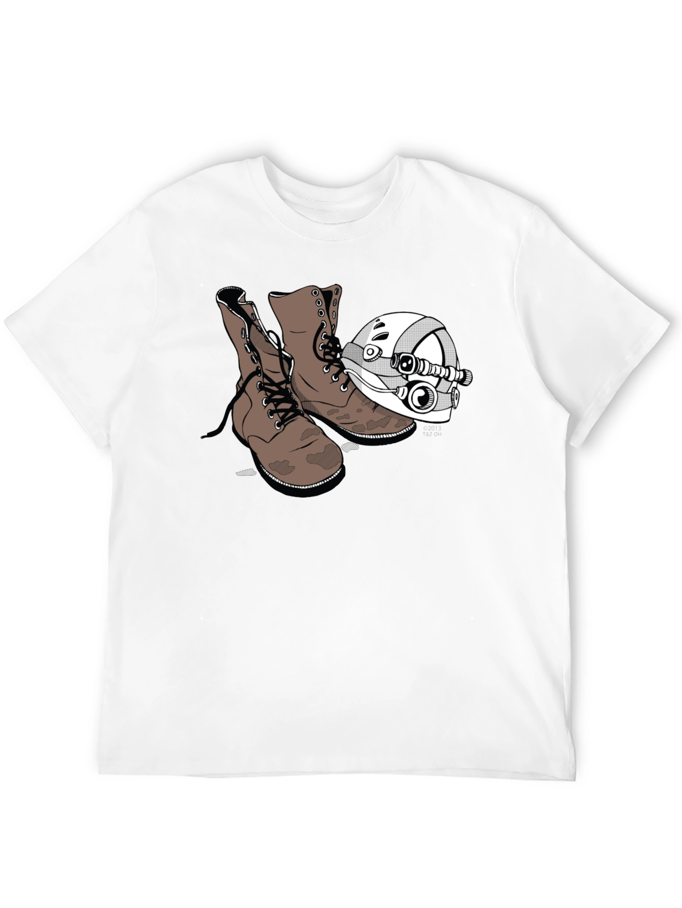 Boots & Helmet Graphic Tee - Black Cotton