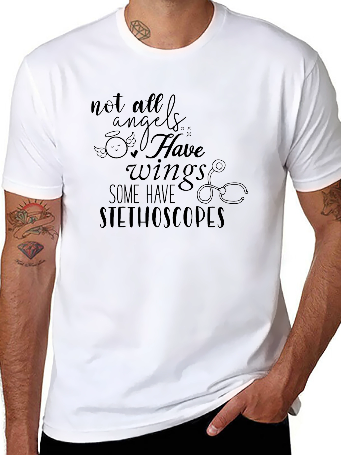 Not All Angels Have Wings Stethoscope T-Shirt