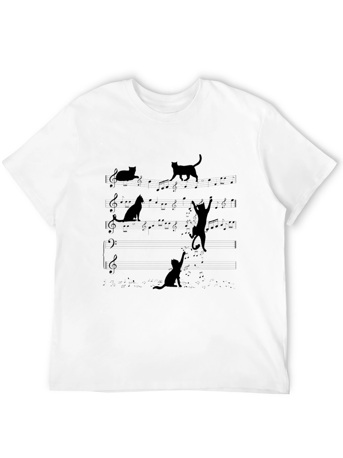 Musical Cats T-Shirt - Black Cat Music Tee