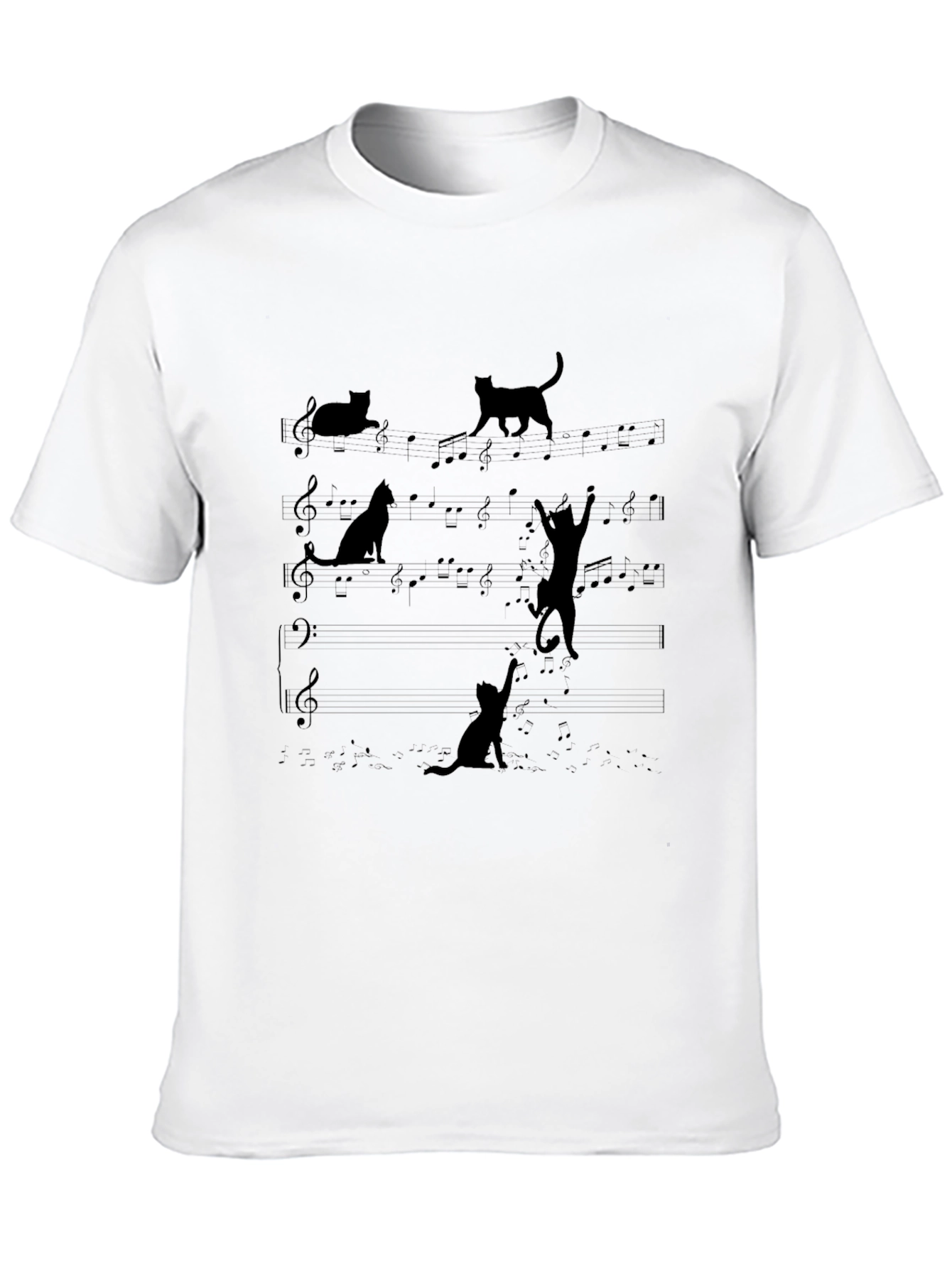 Musical Cats T-Shirt - Black Cat Music Tee