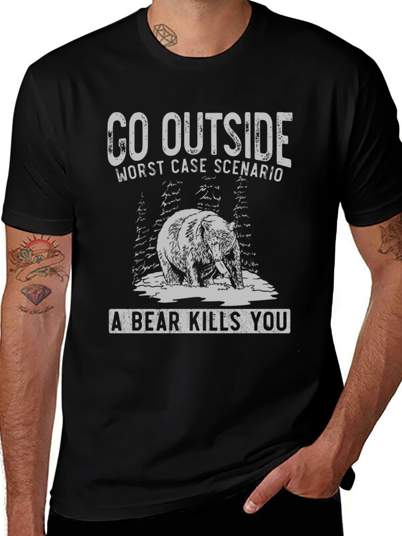 Go Outside Bear Graphic Tee