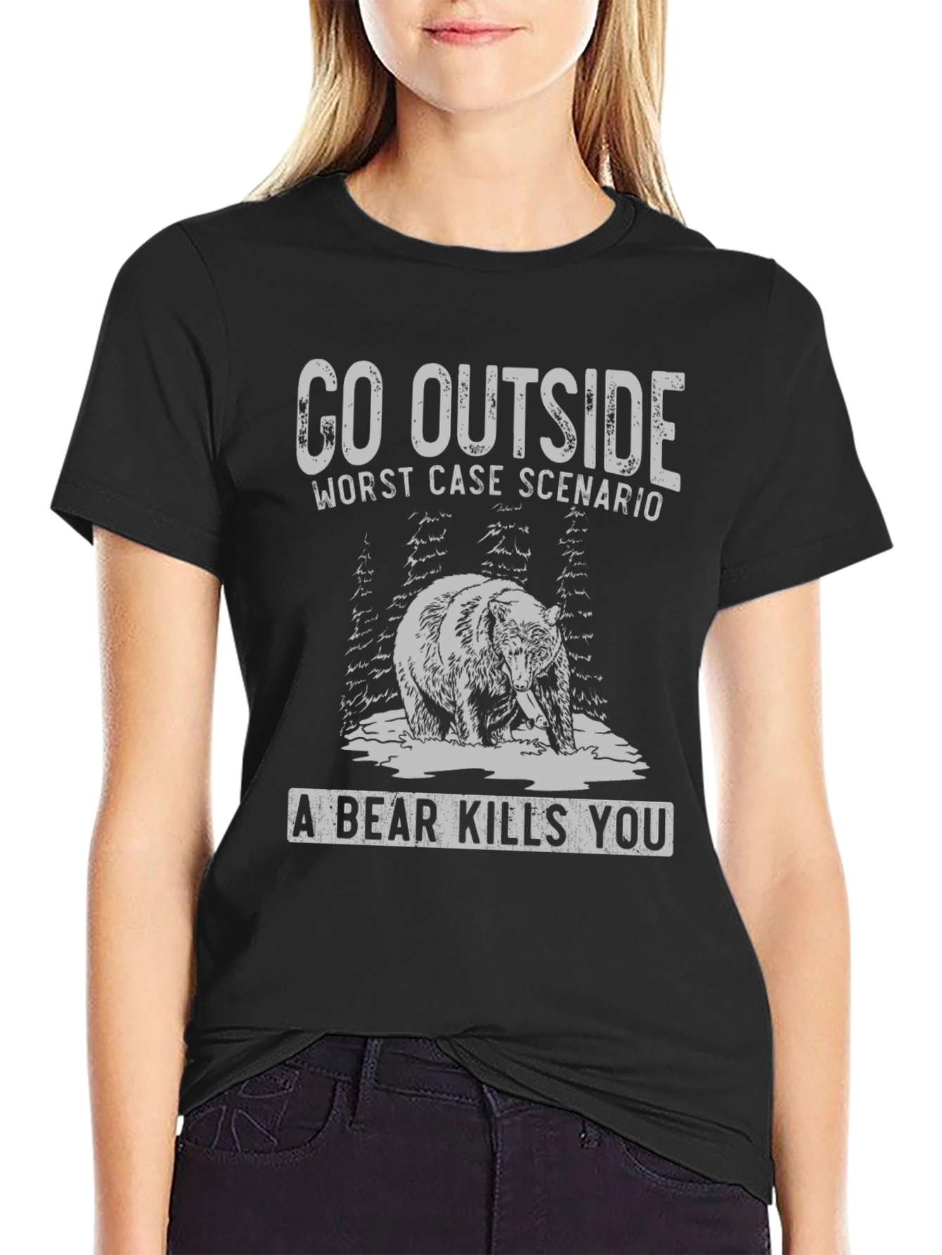 Go Outside Bear Graphic Tee