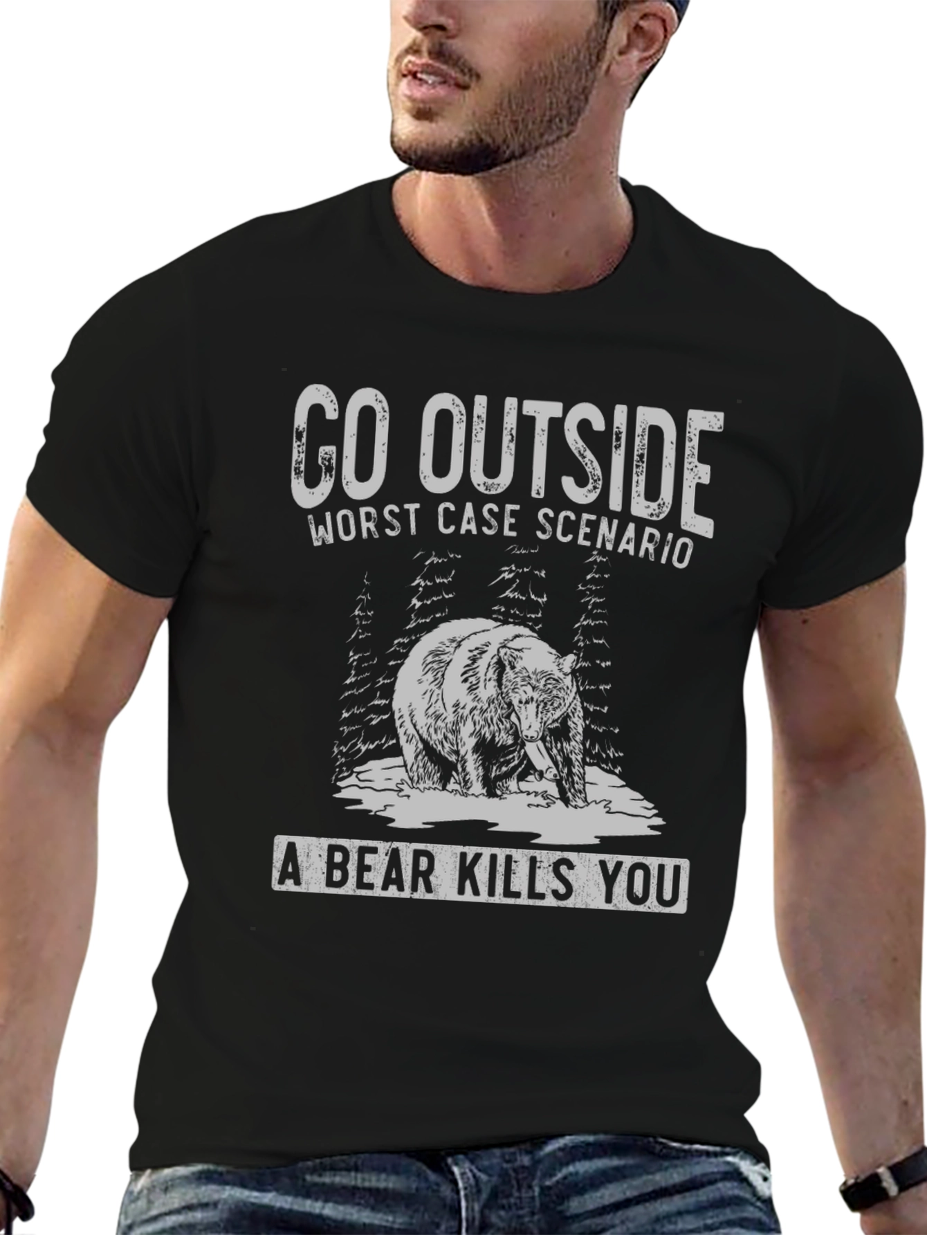 Go Outside Bear Graphic Tee