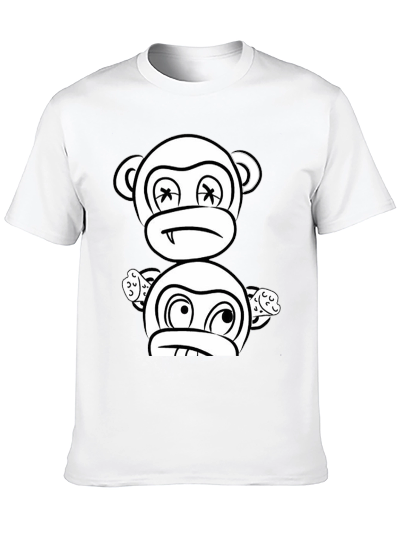 Cartoon Monkey Graphic Black T-Shirt