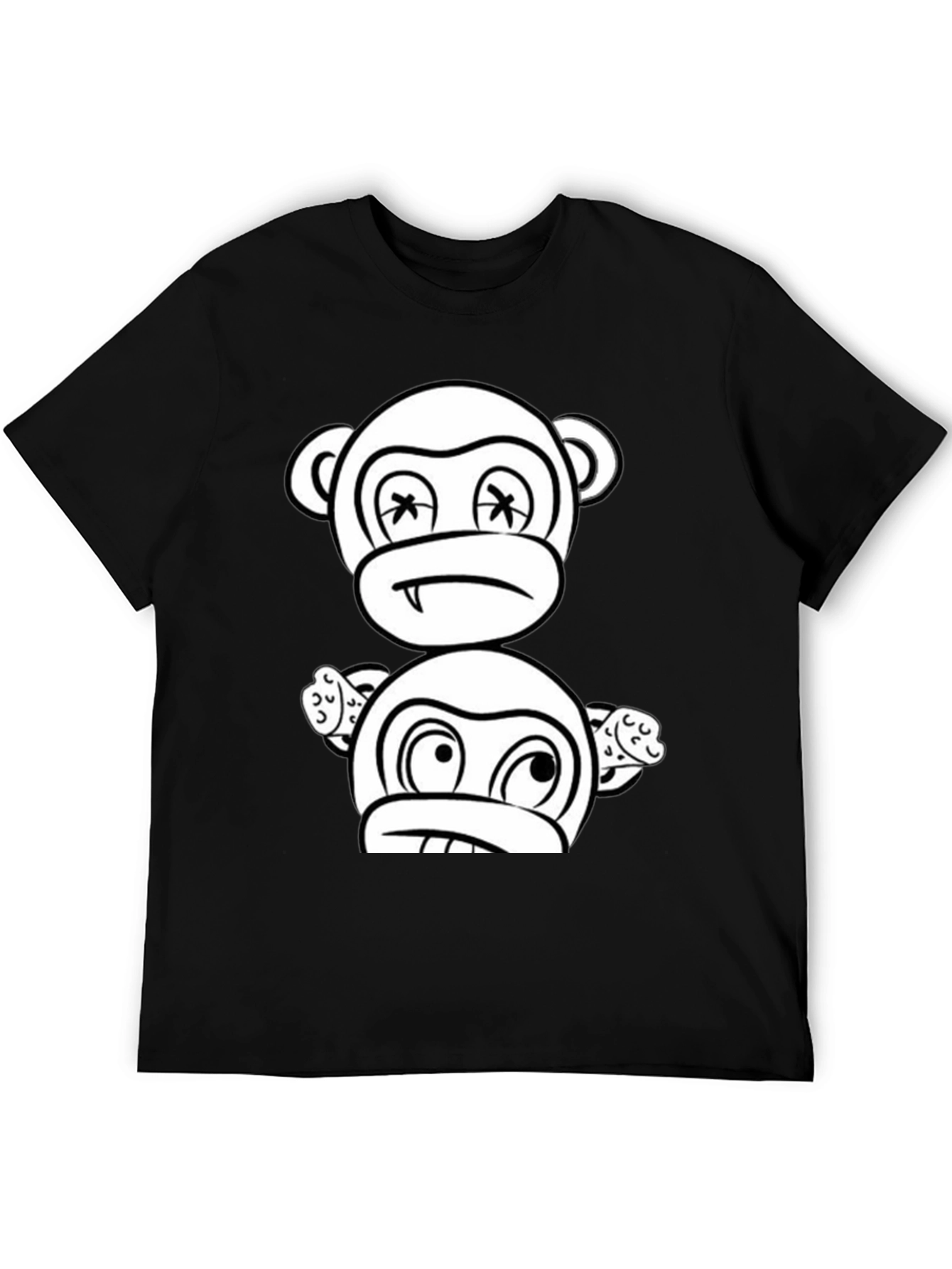Cartoon Monkey Graphic Black T-Shirt