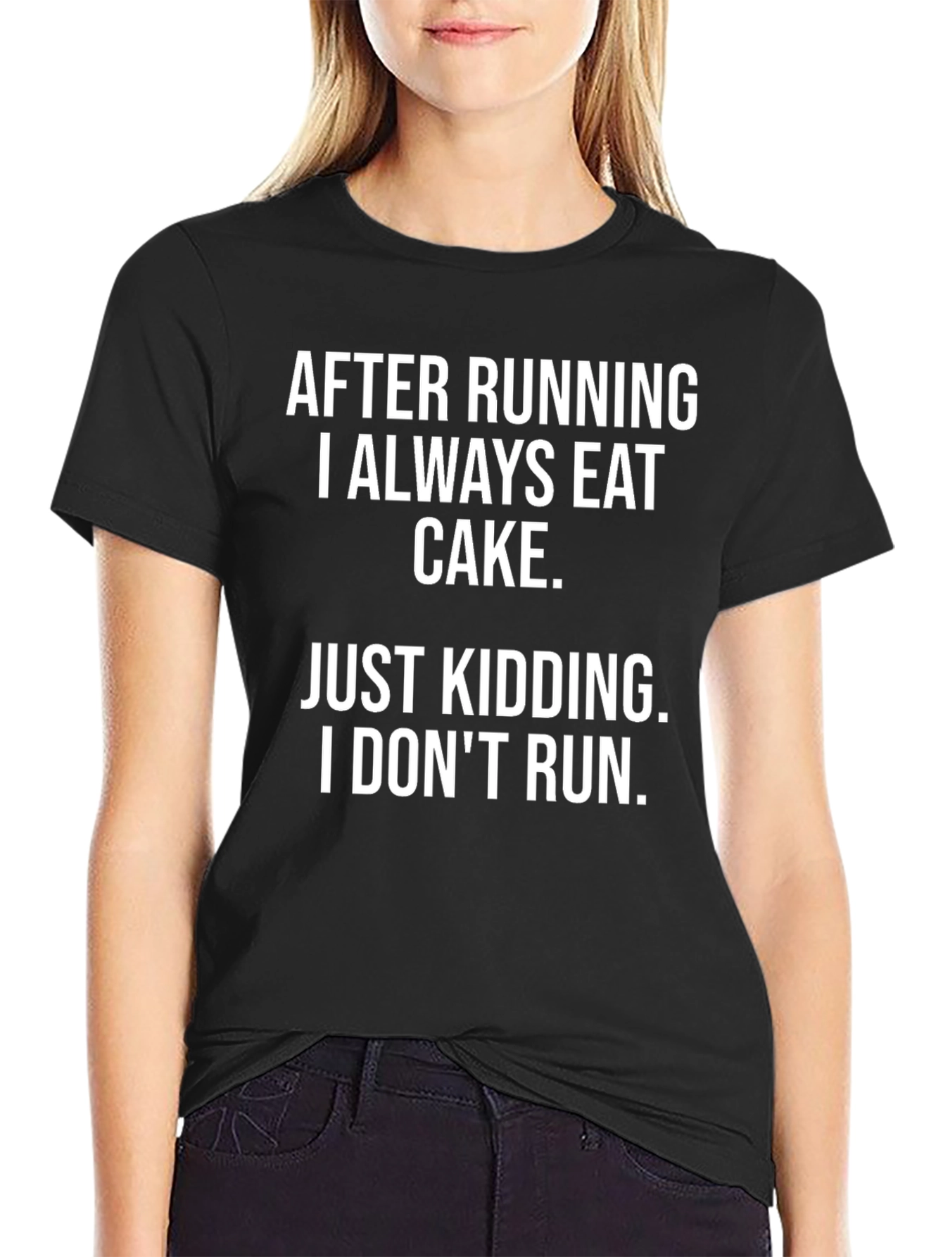 Funny Running Joke T-Shirt - Eat Cake Design