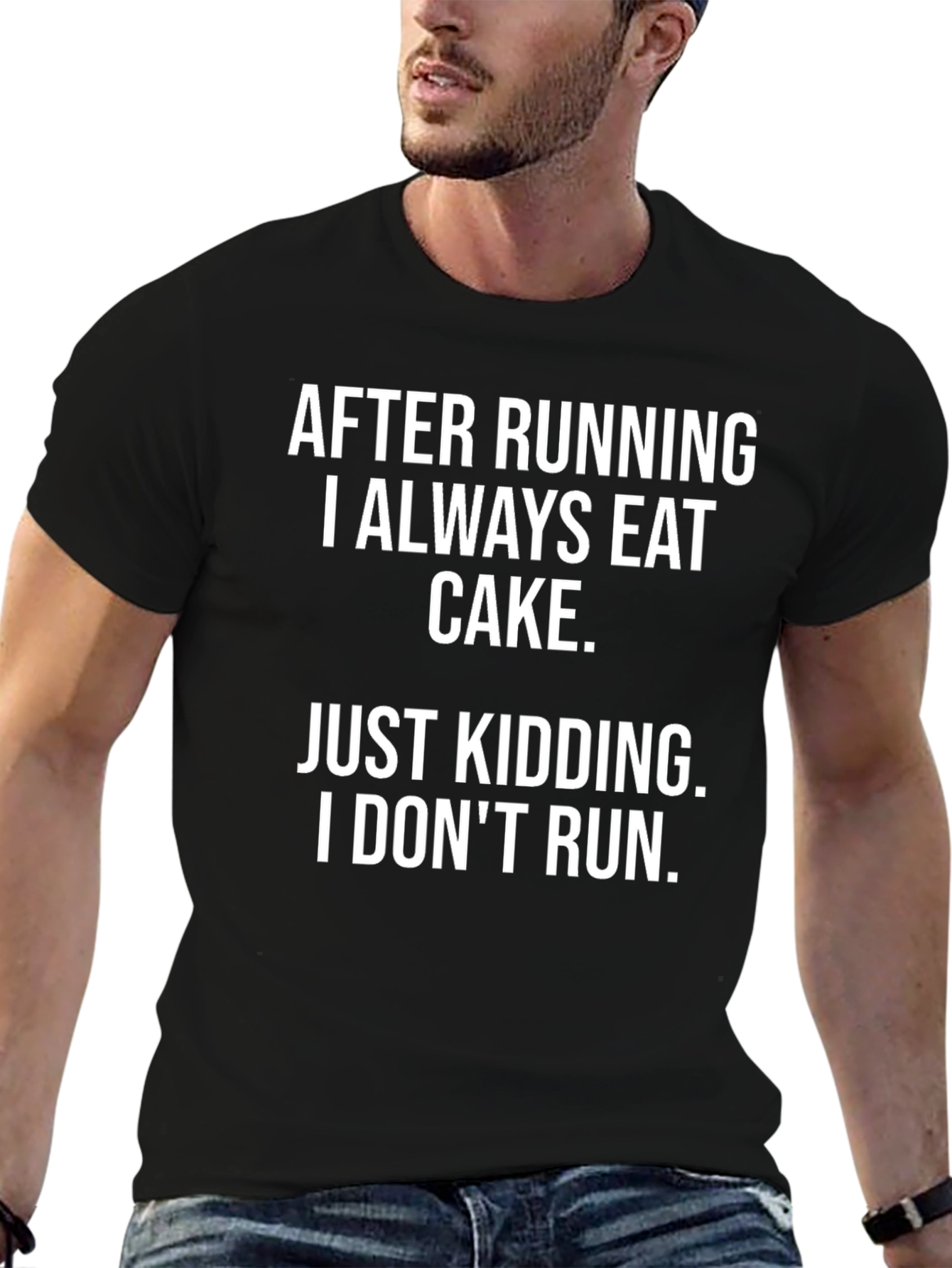 Funny Running Joke T-Shirt - Eat Cake Design