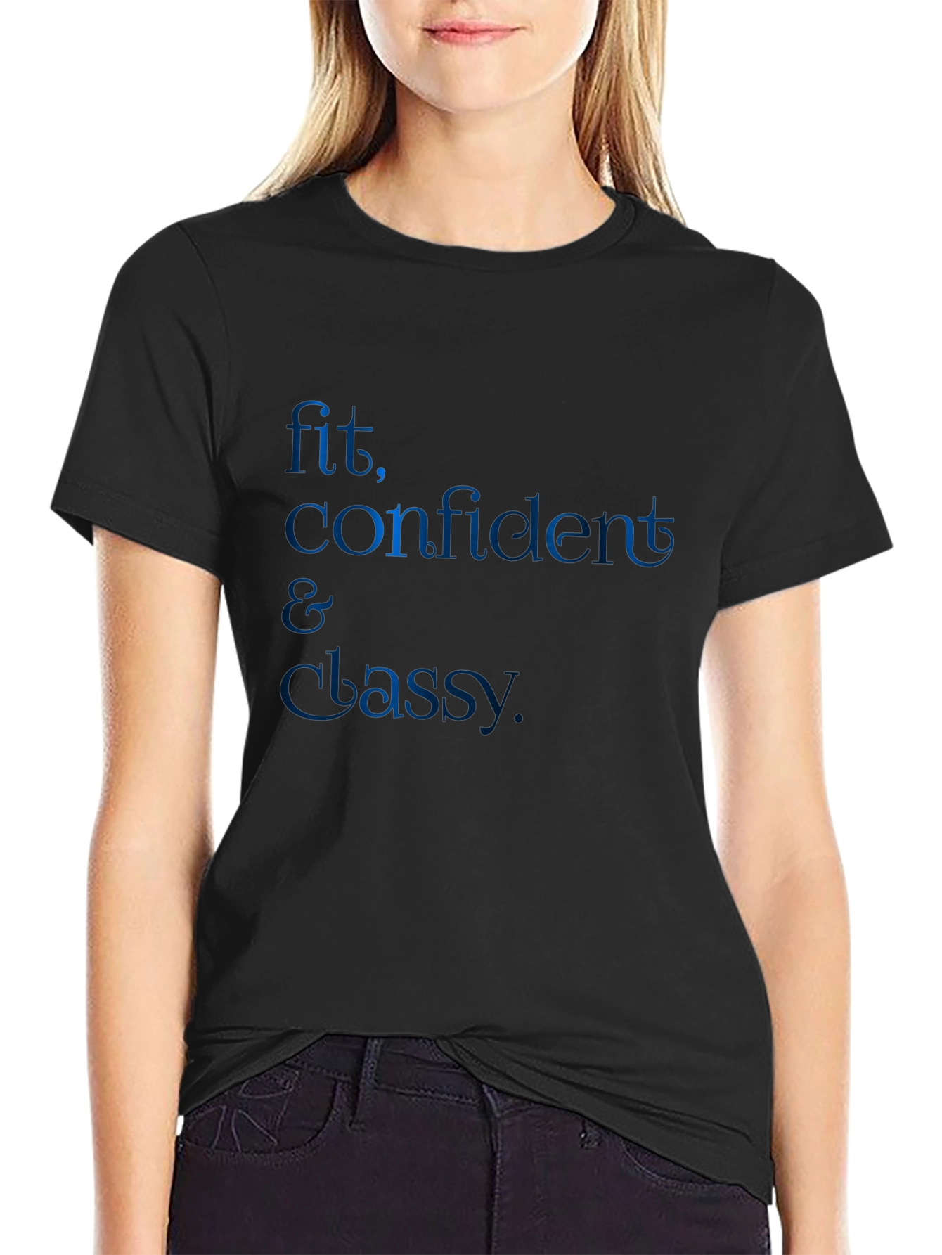 Fit Confident & Classy Black Graphic Tee