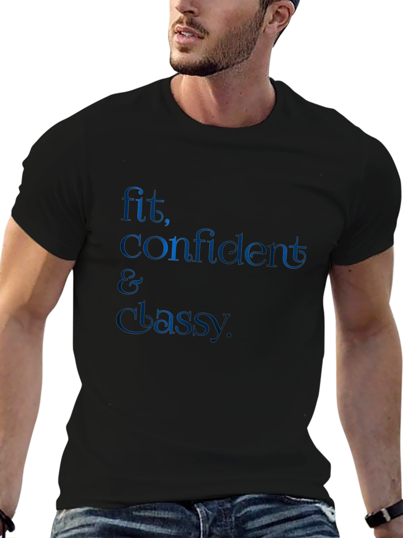 Fit Confident & Classy Black Graphic Tee
