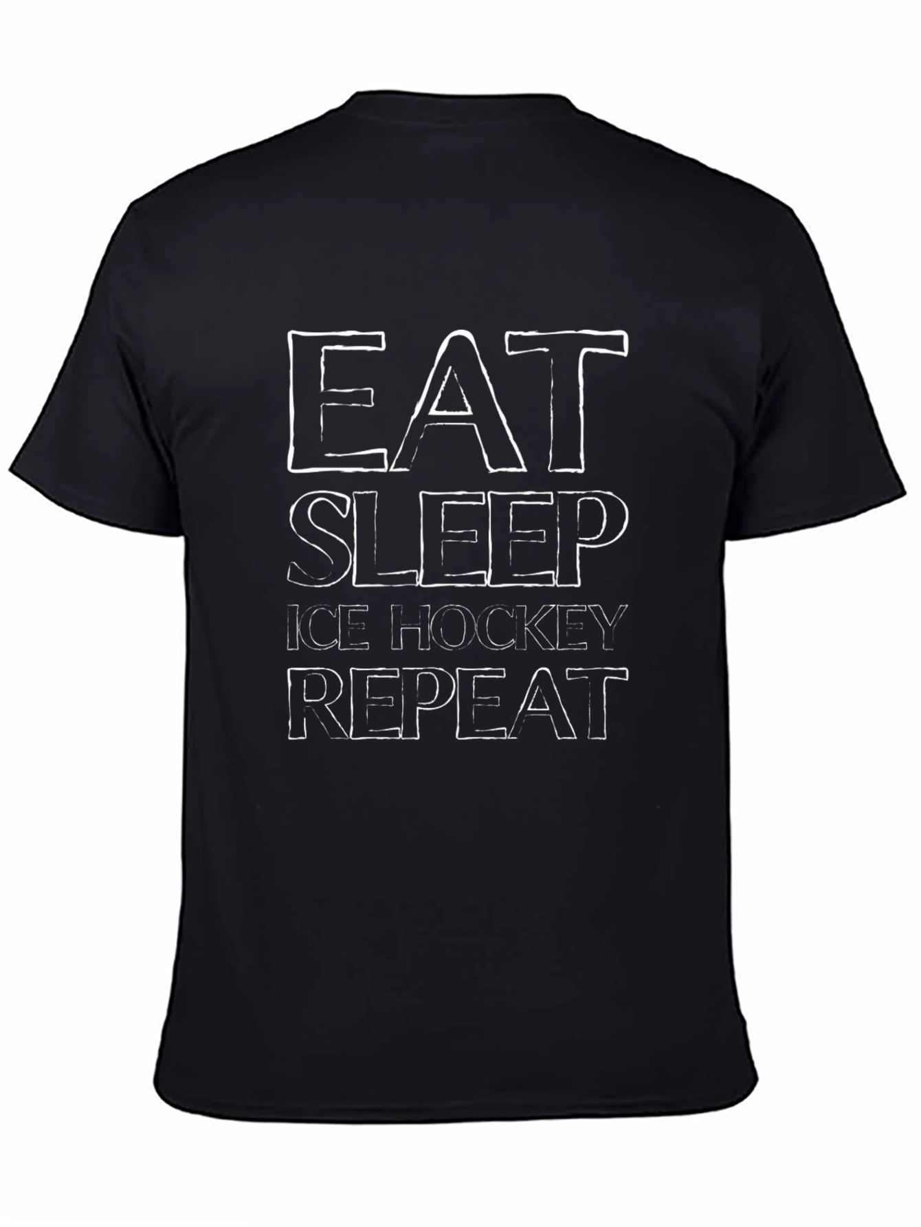 Eat Sleep Ice Hockey Repeat Black Graphic T-Shirt