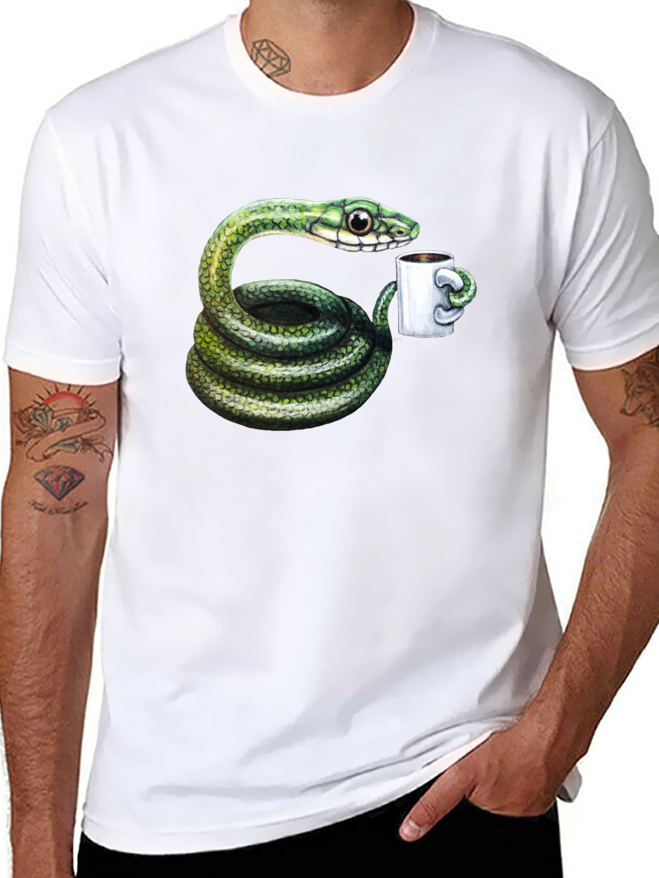 Snake Coffee Lover T-Shirt - Black