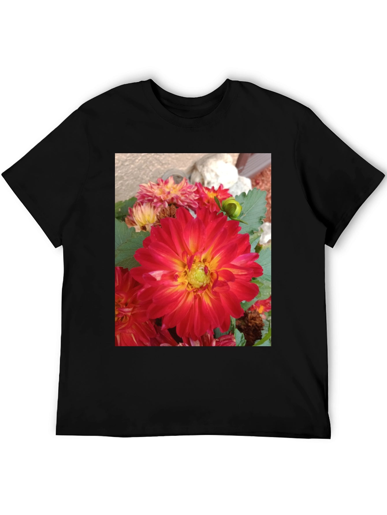 Floral Print Black Tee