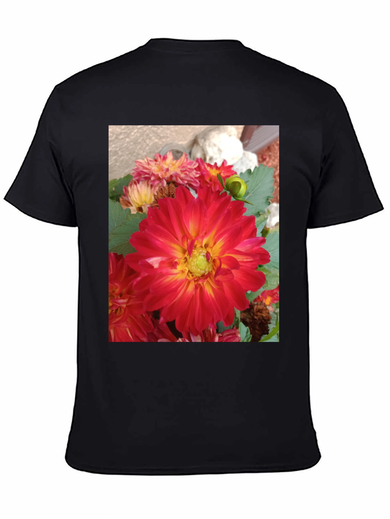 Floral Print Black Tee