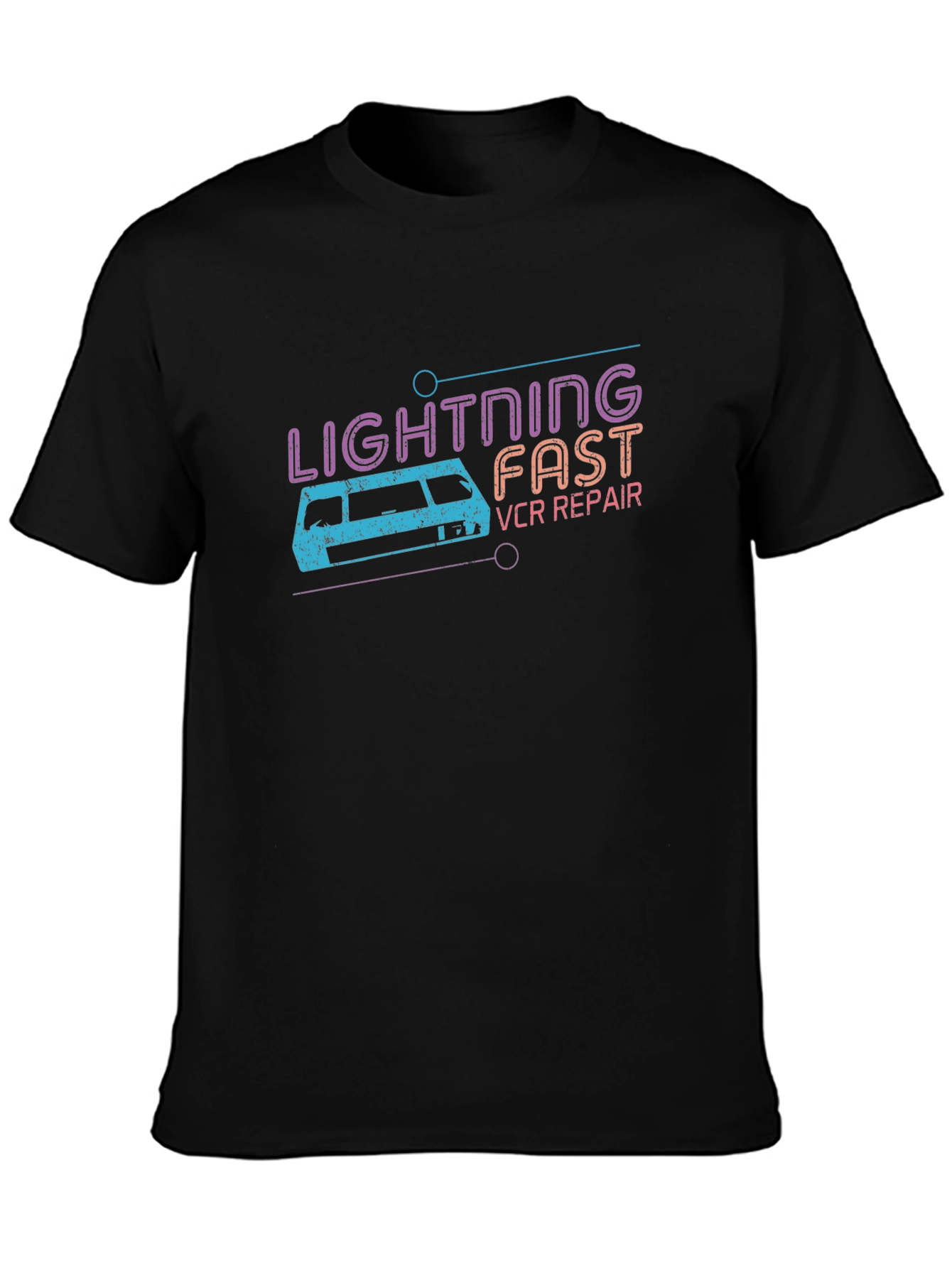 Retro Lightning Fast VCR Repair Graphic Tee