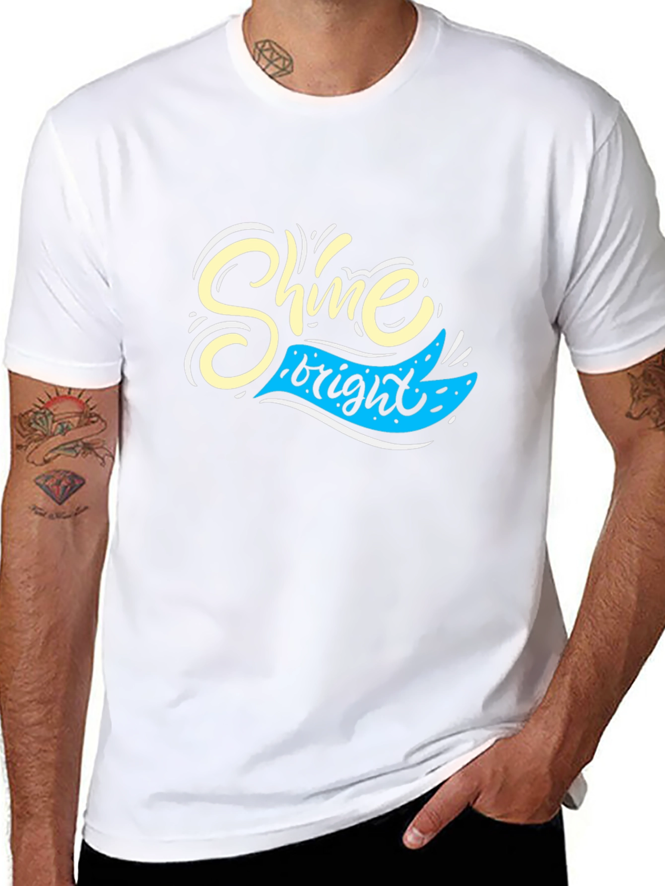 Shine Bright Black Graphic Tee for Men