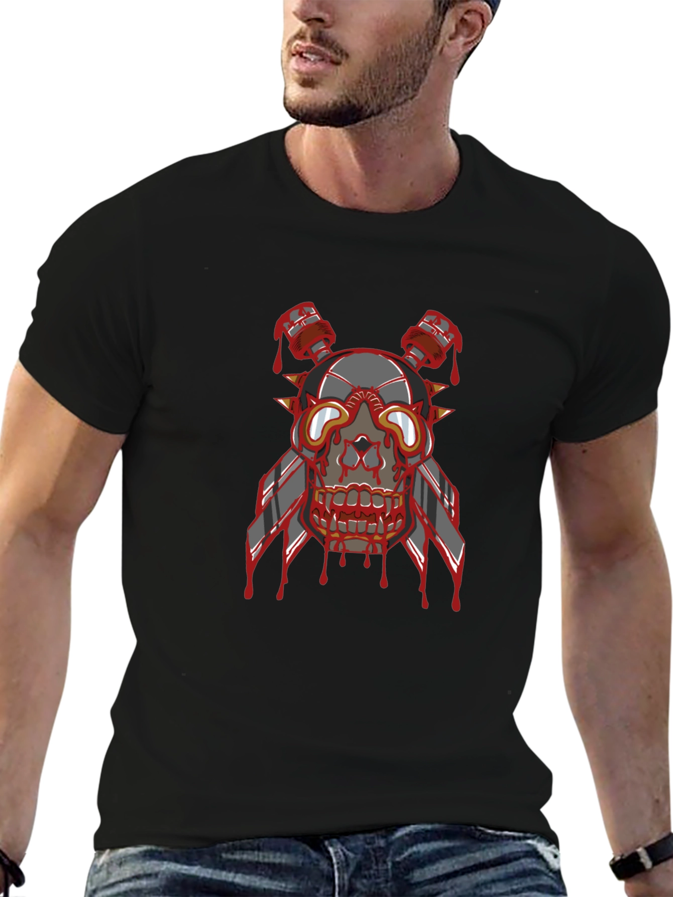 Skull Head Graphic Print T-Shirt