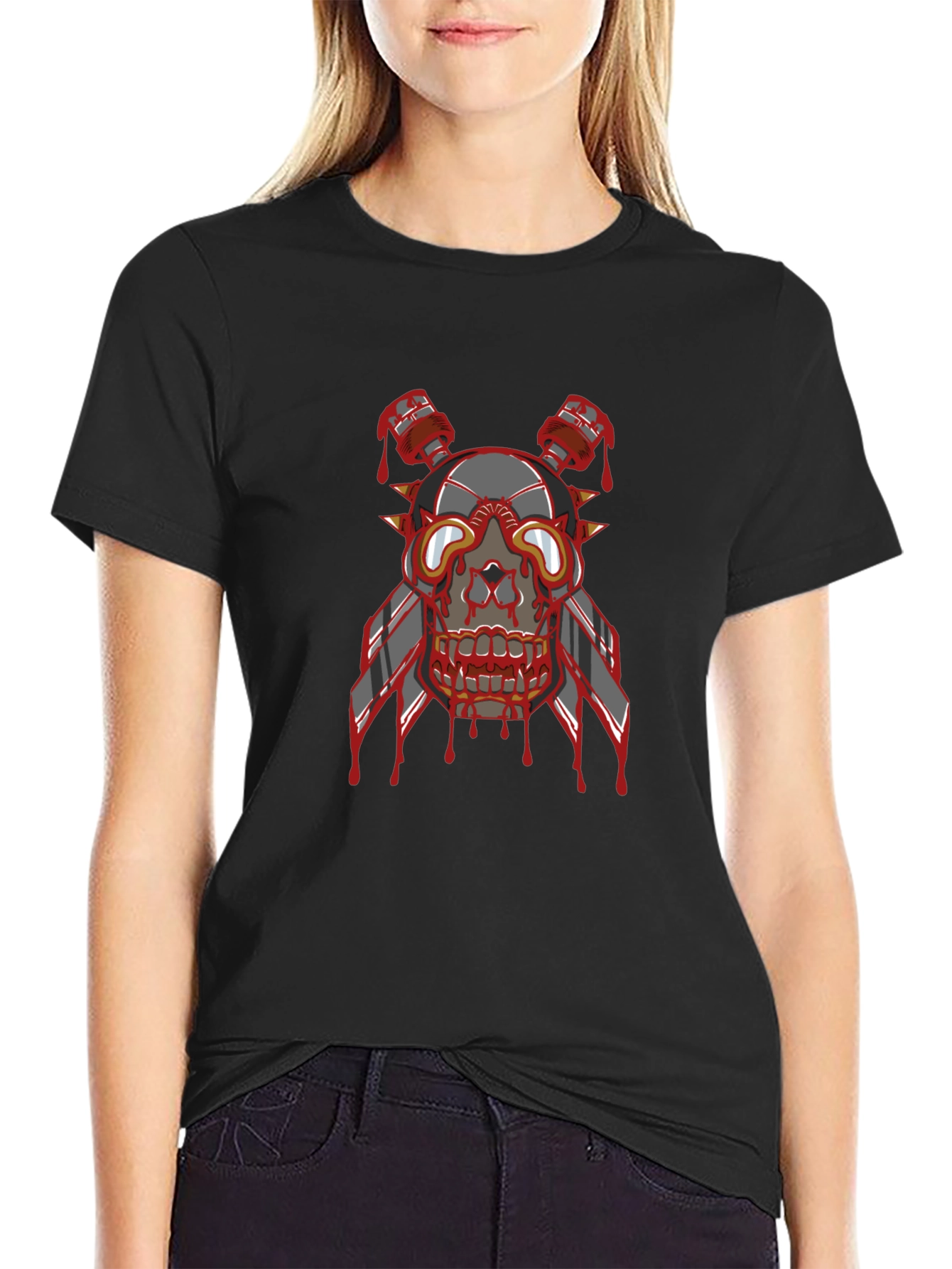 Skull Head Graphic Print T-Shirt