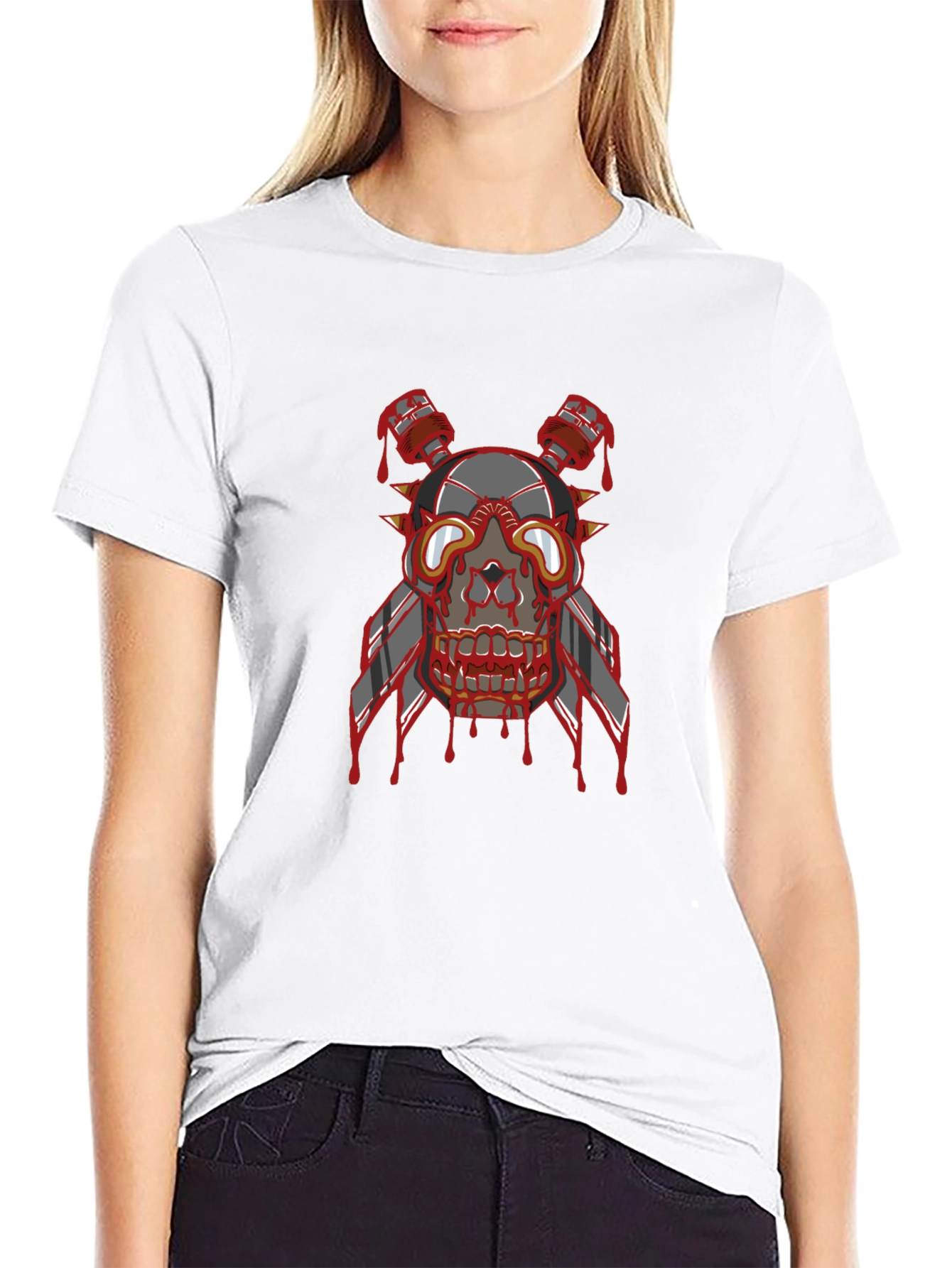 Skull Head Graphic Print T-Shirt
