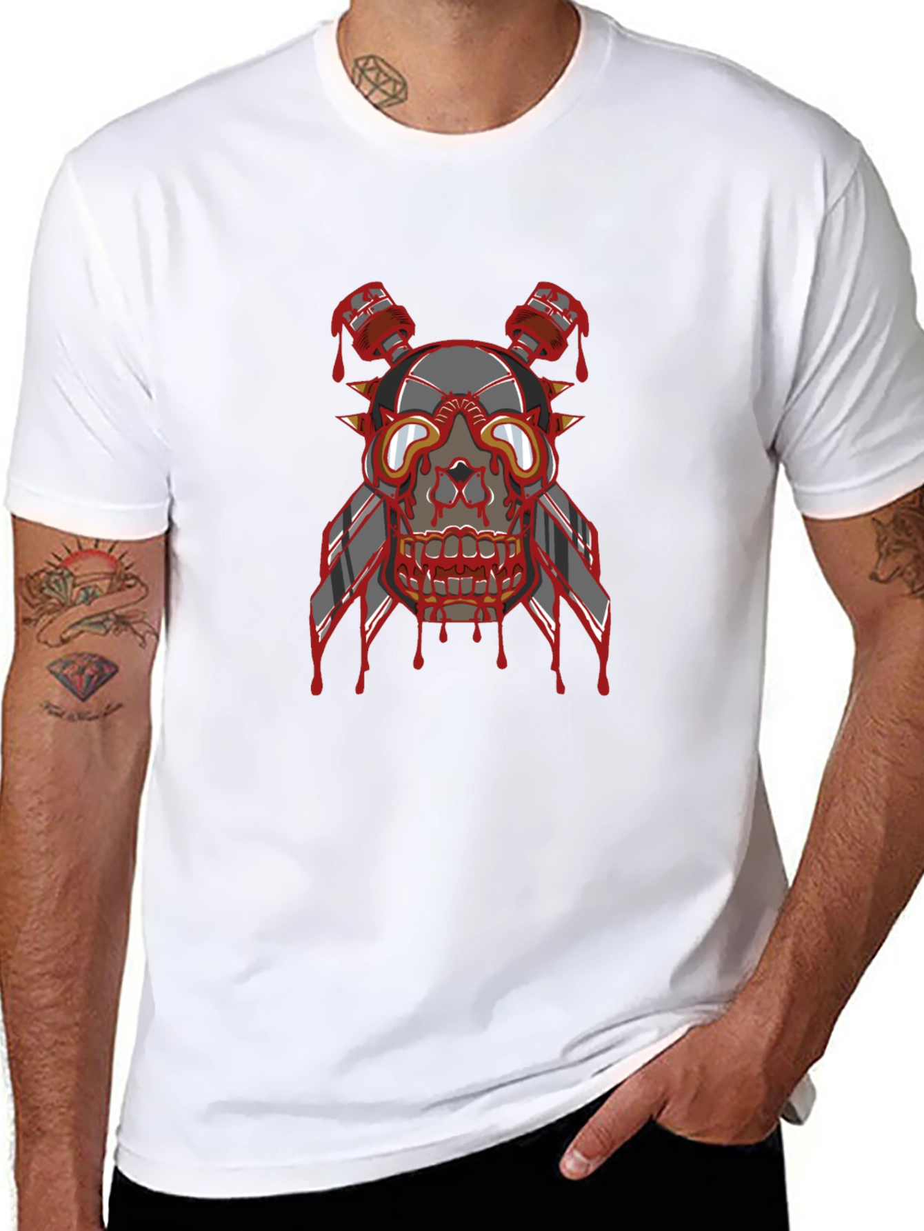 Skull Head Graphic Print T-Shirt