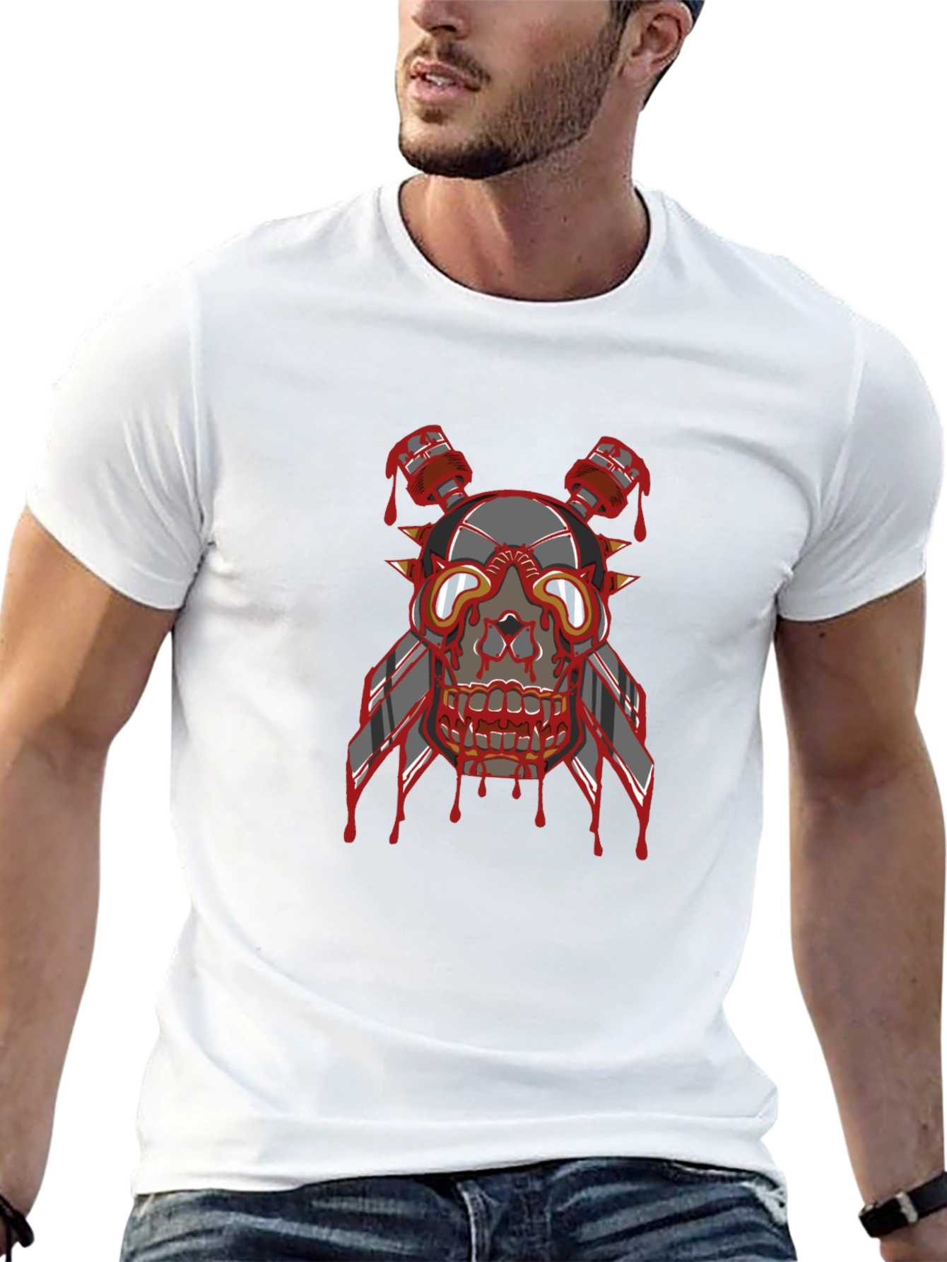 Skull Head Graphic Print T-Shirt