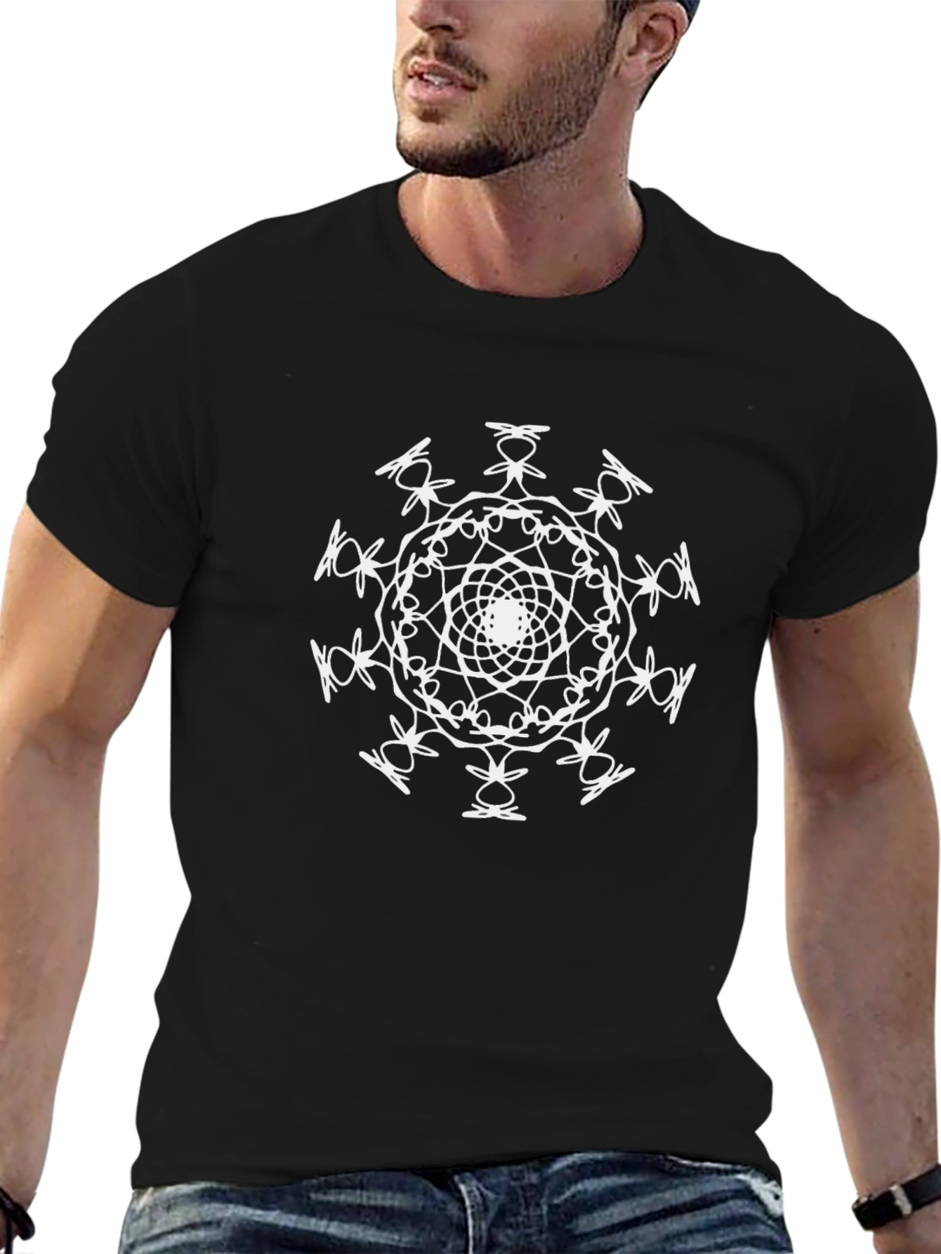 Abstract Mandala Graphic Tee - Modern Artistic Design