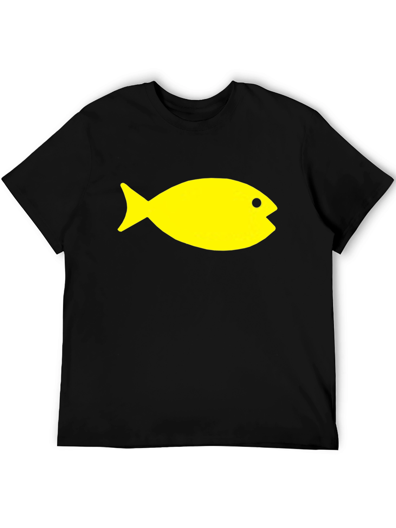 Black T-Shirt with Yellow Fish Graphic