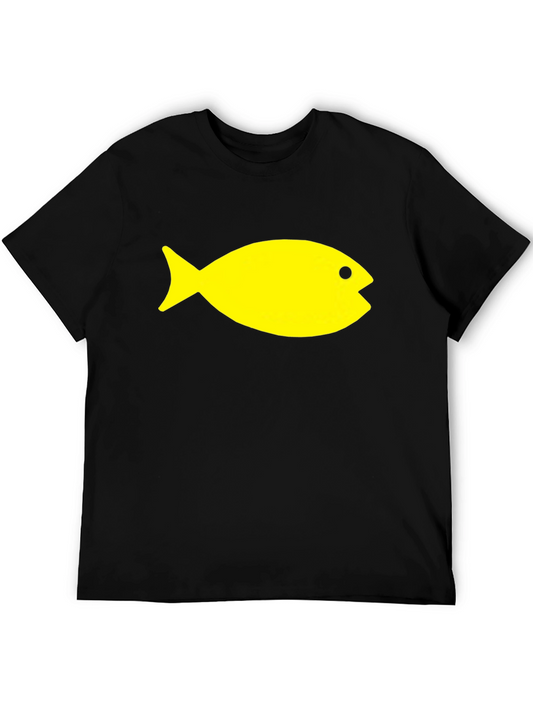 Black T-Shirt with Yellow Fish Graphic