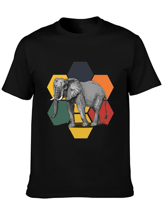 Elephant Hexagon Graphic Tee - Black