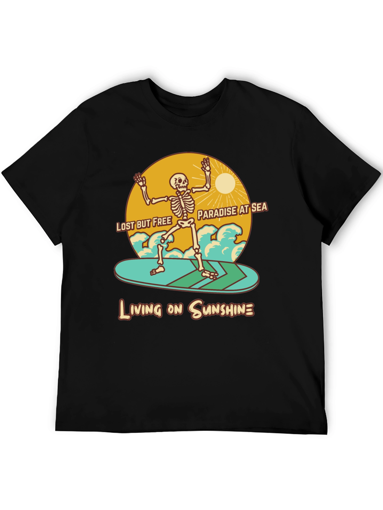 Lost but Free Skeleton Surfer Graphic Tee