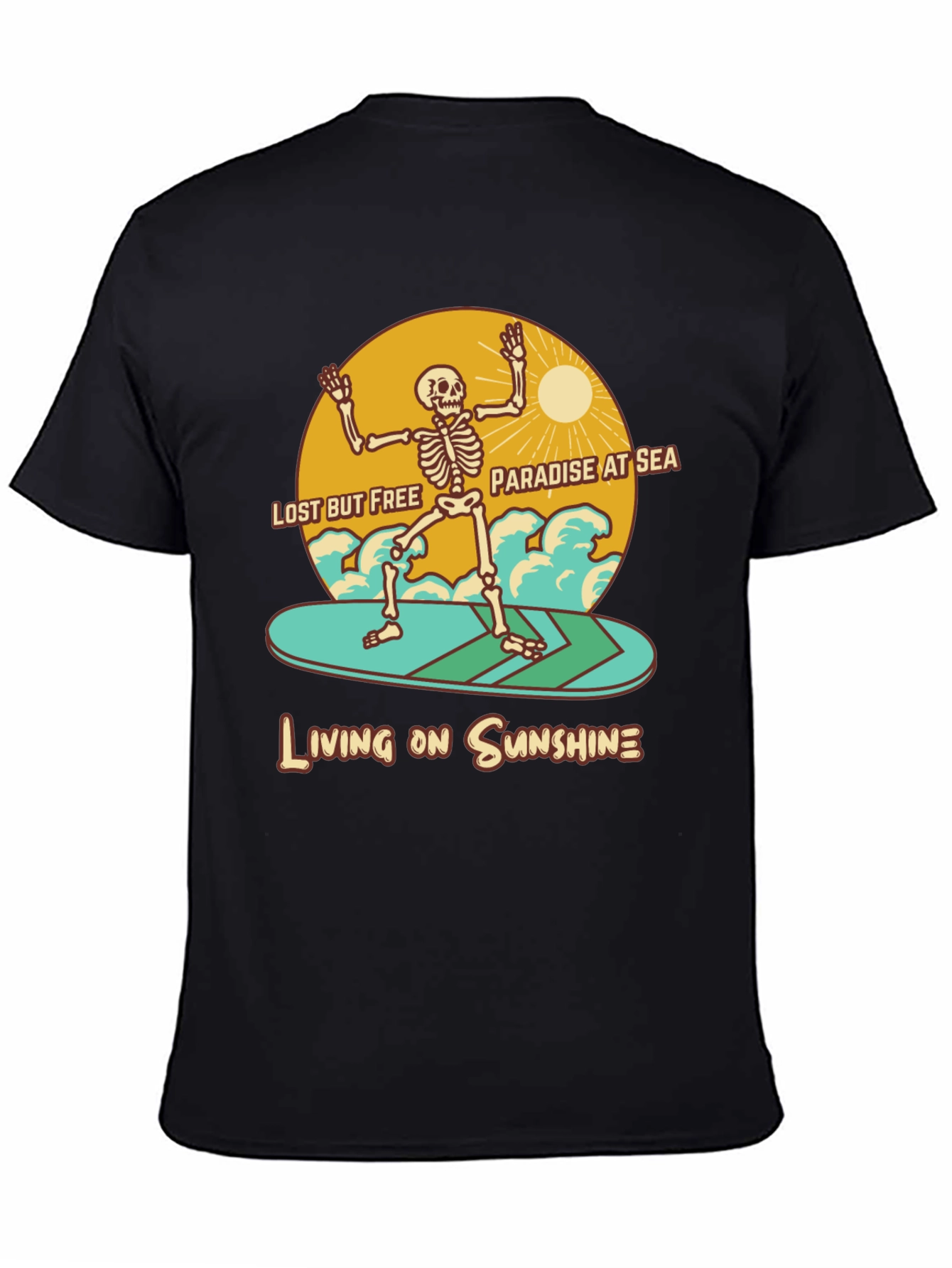 Lost but Free Skeleton Surfer Graphic Tee