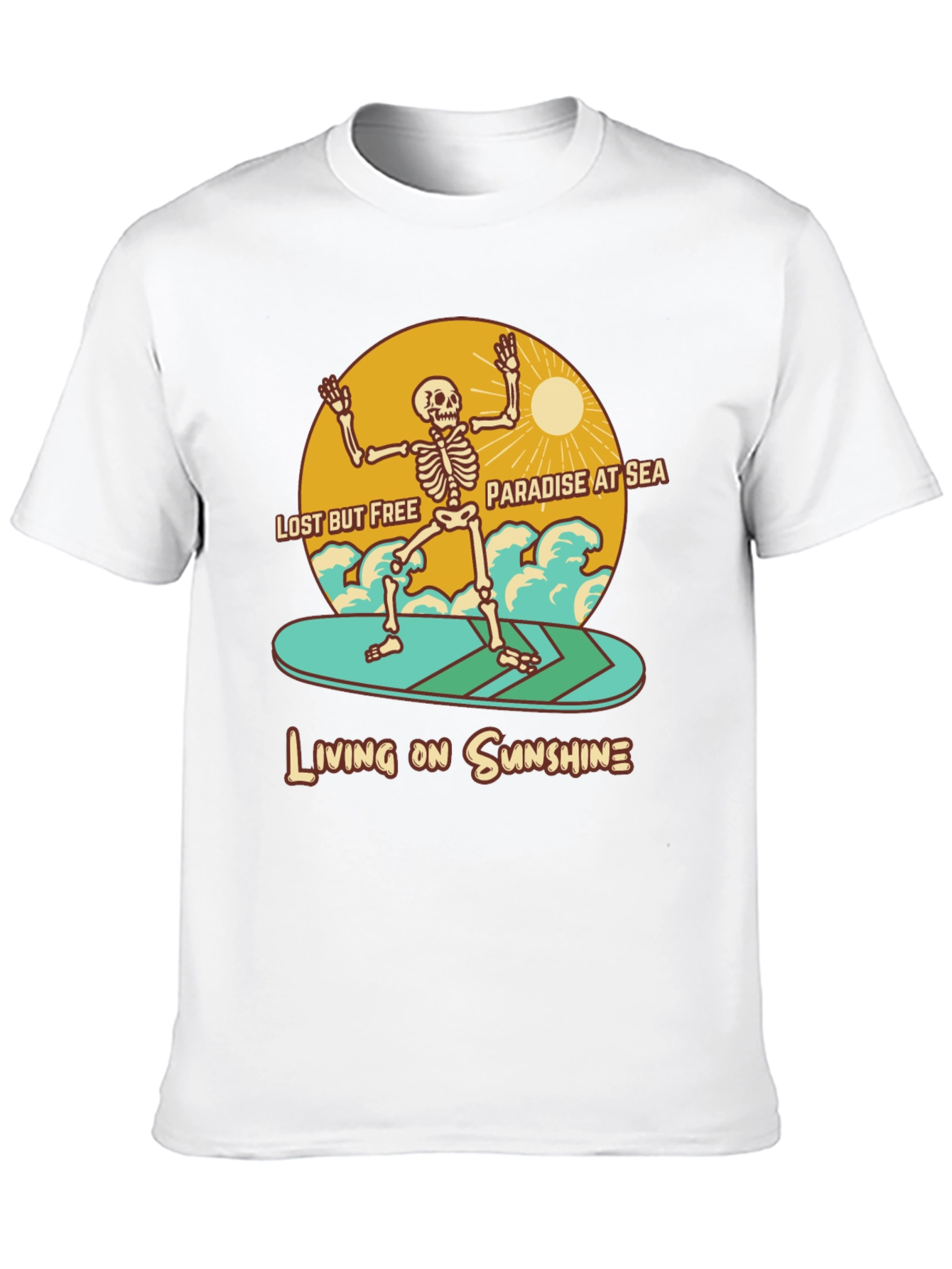 Lost but Free Skeleton Surfer Graphic Tee
