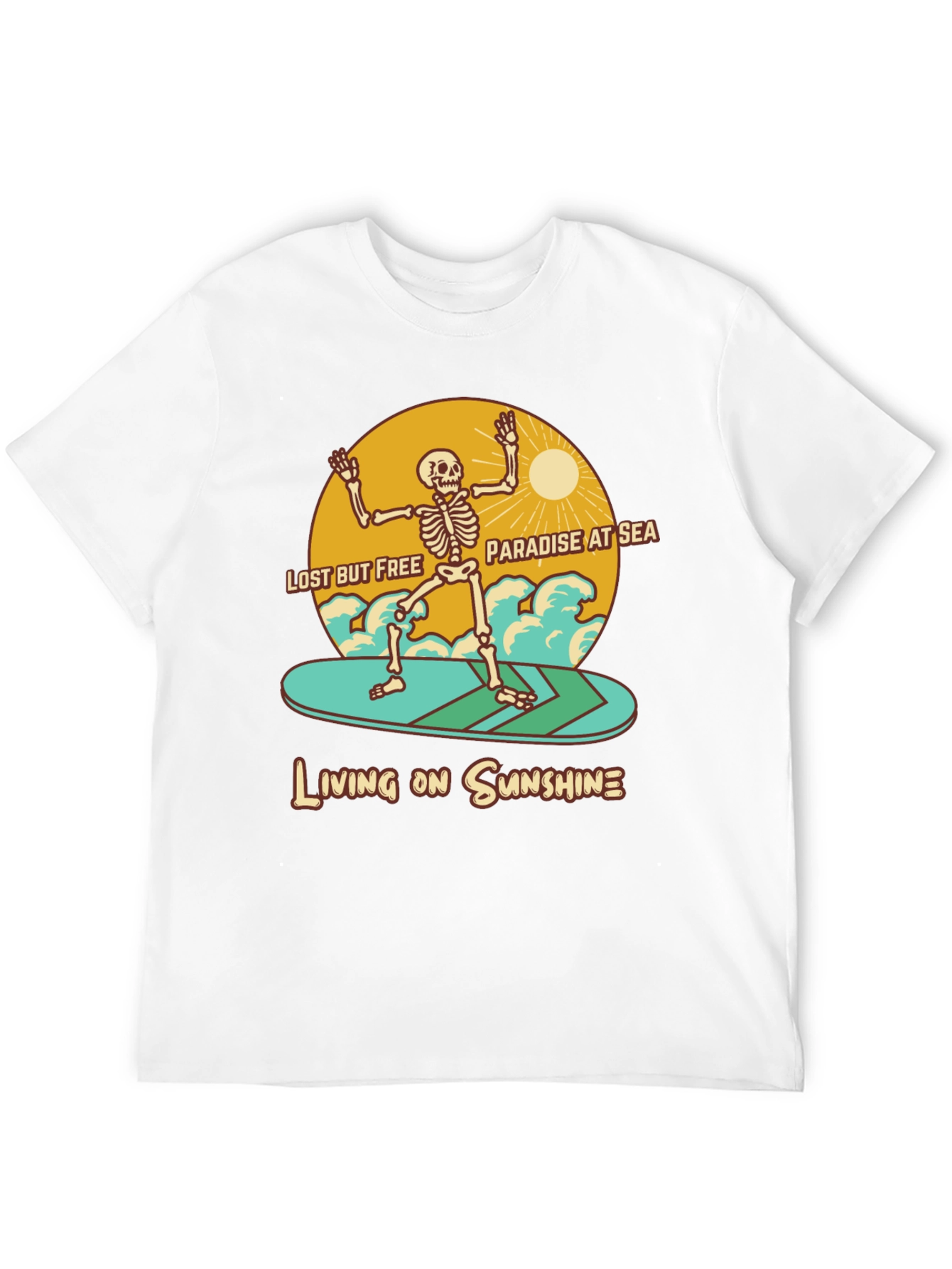 Lost but Free Skeleton Surfer Graphic Tee