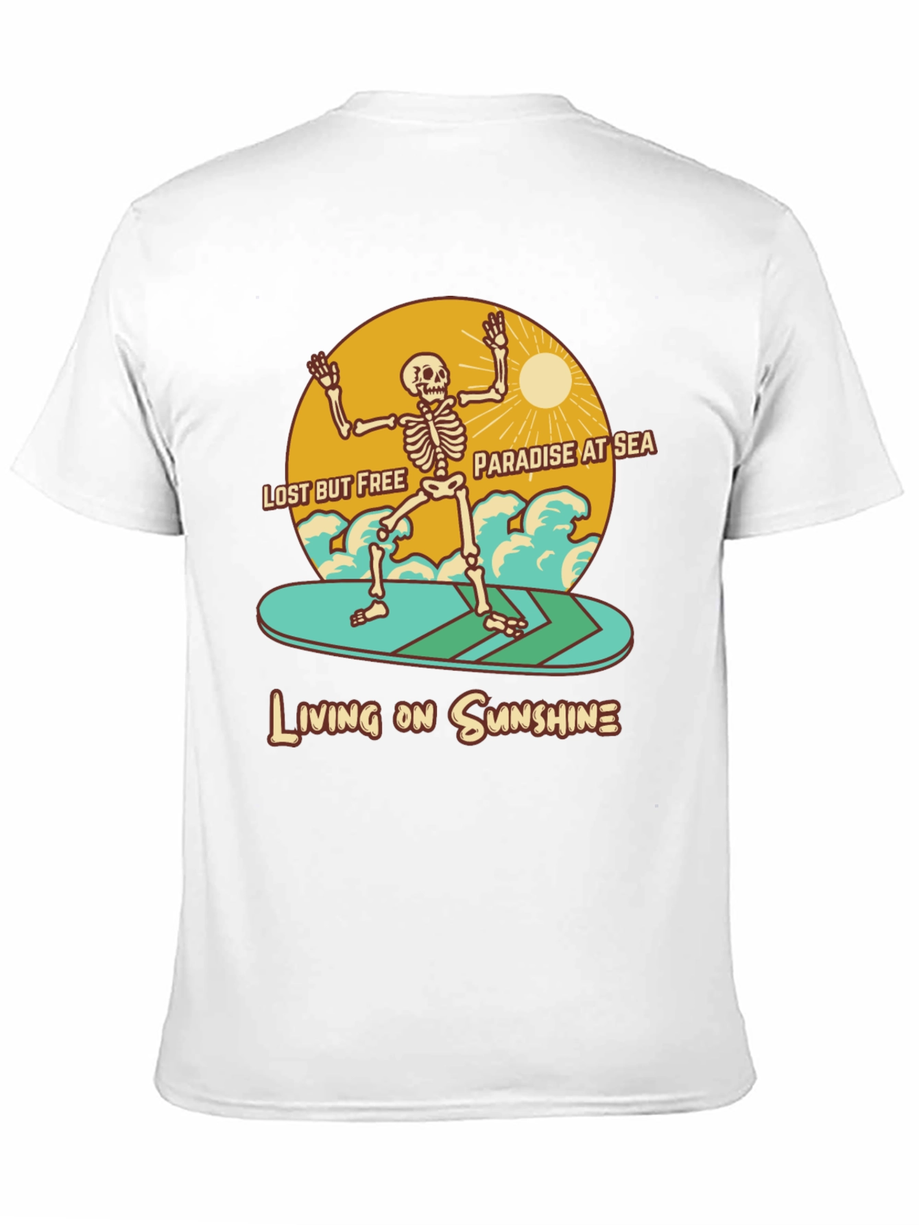 Lost but Free Skeleton Surfer Graphic Tee