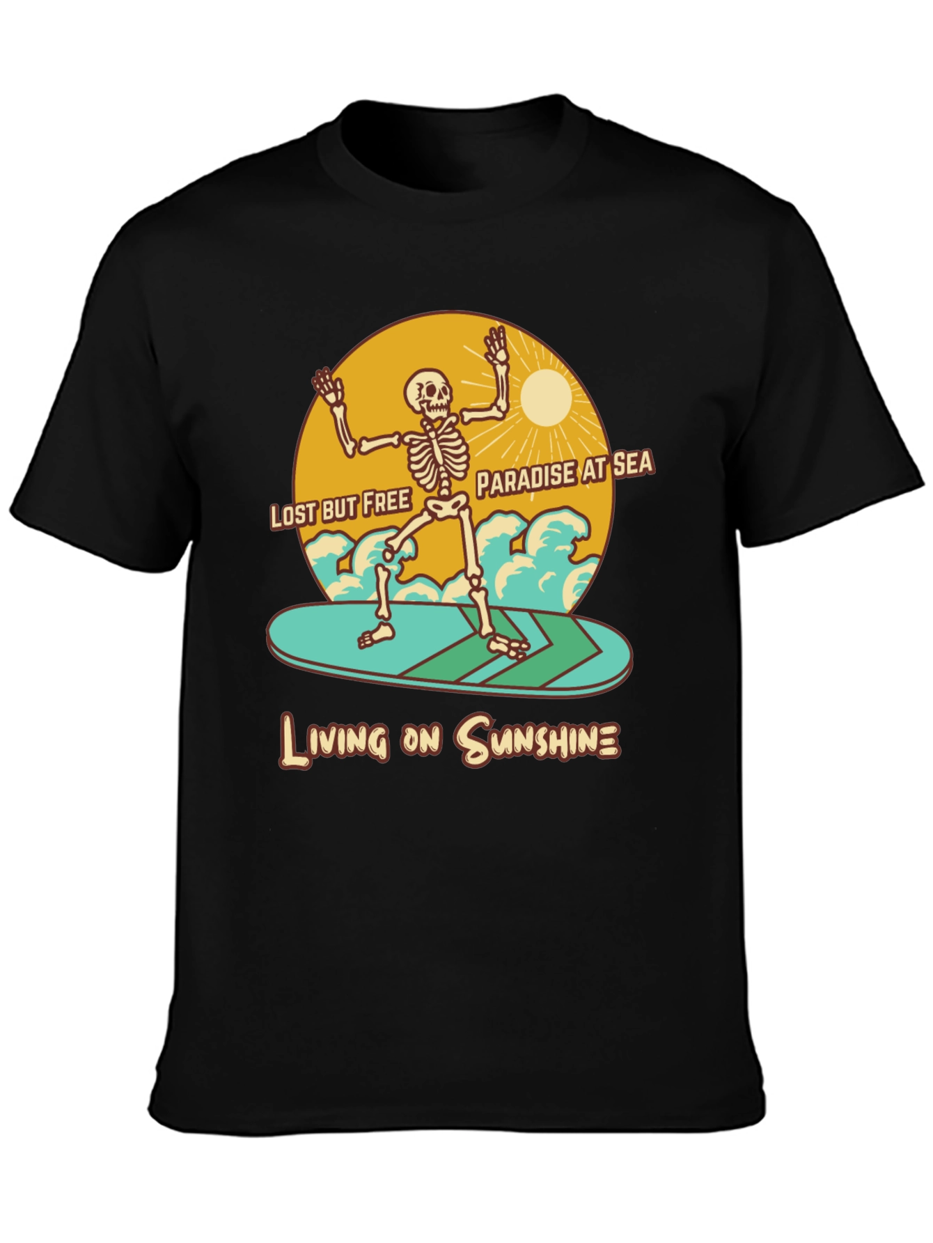 Lost but Free Skeleton Surfer Graphic Tee