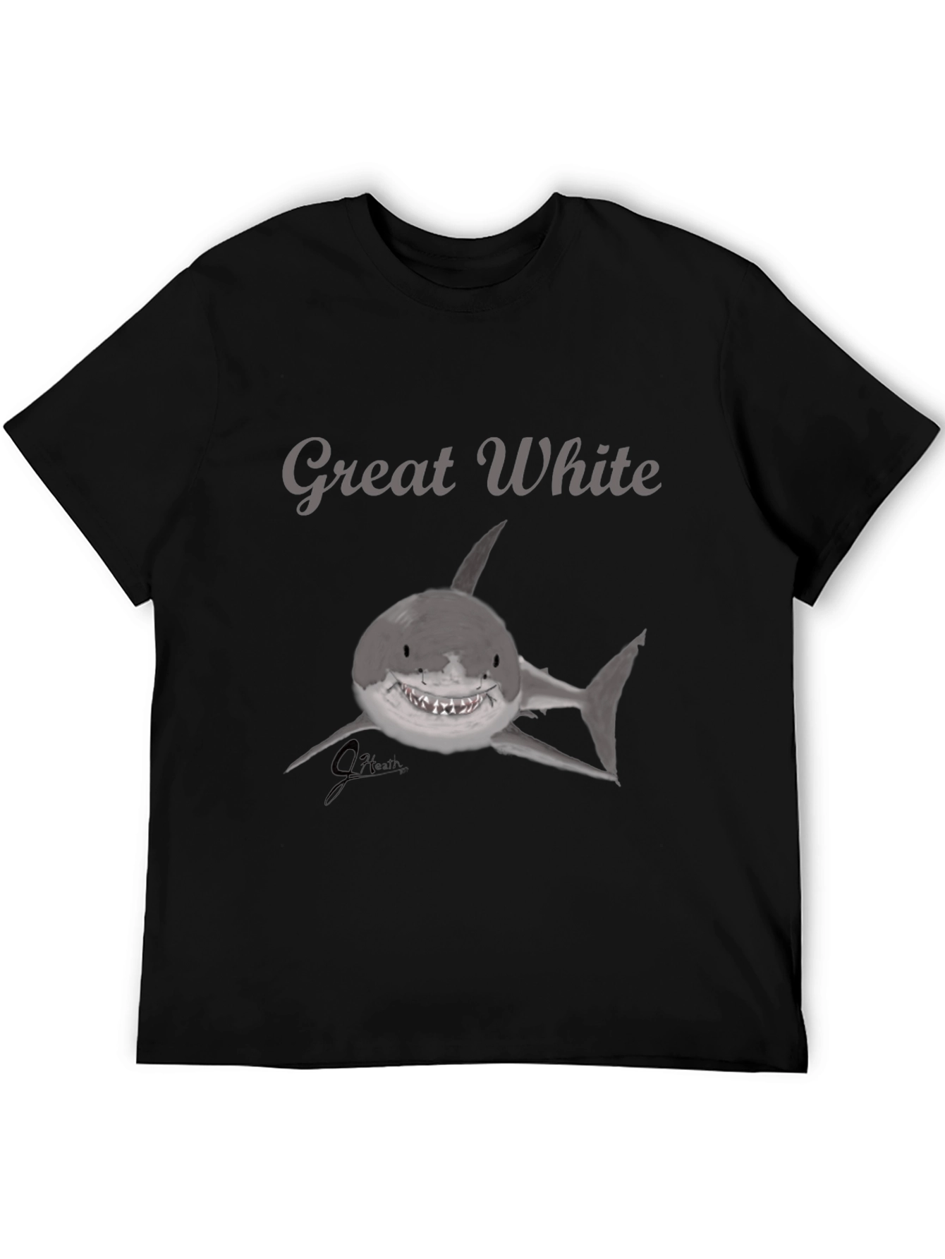 Great White Shark Graphic Black T-Shirt