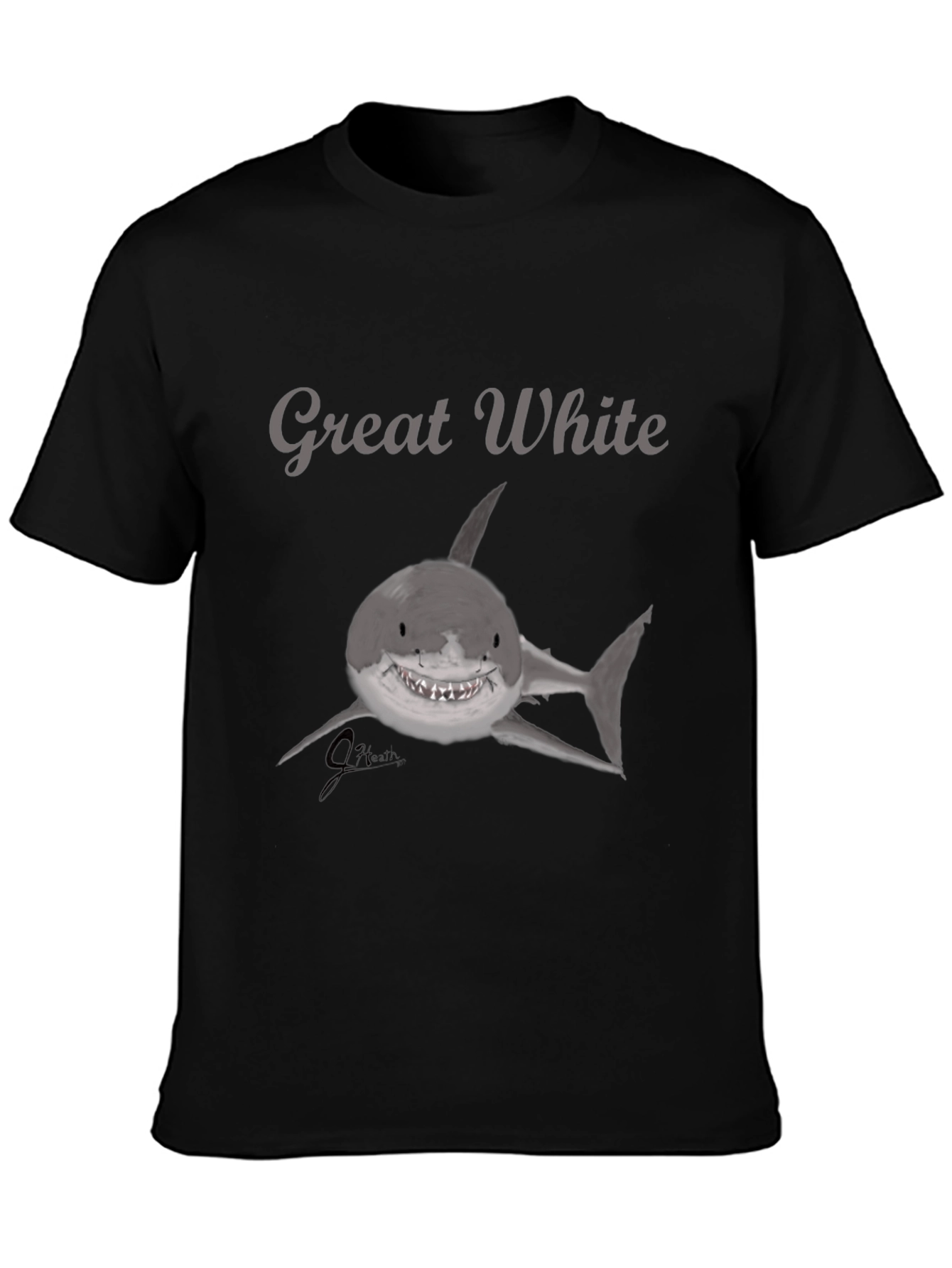 Great White Shark Graphic Black T-Shirt