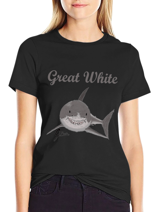 Great White Shark Graphic Black T-Shirt