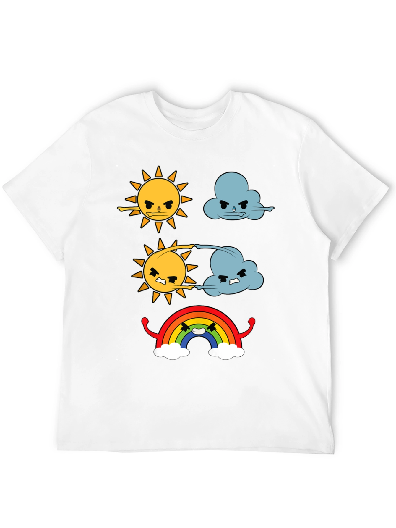 Funny Weather Cartoon Print Black T-Shirt