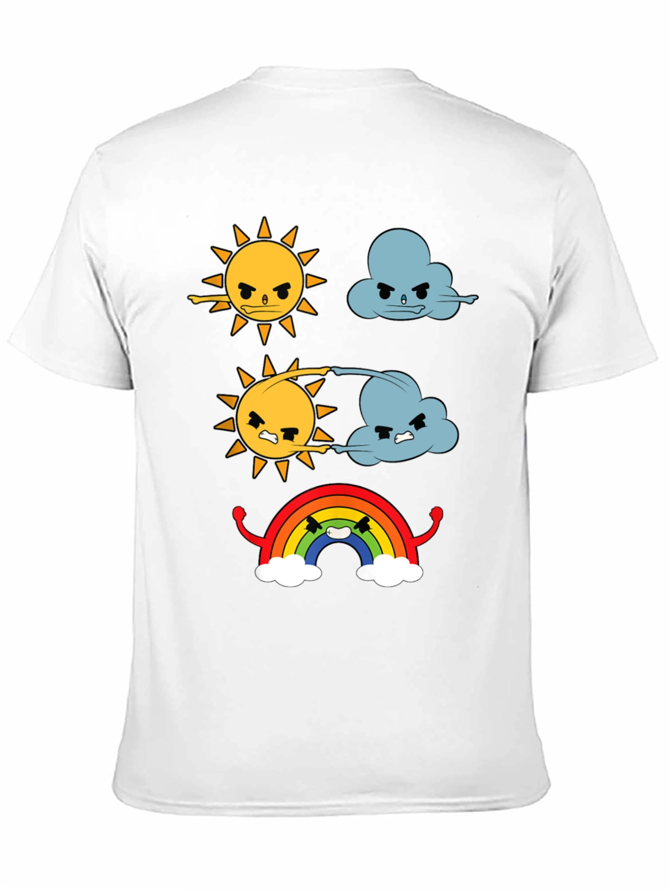 Funny Weather Cartoon Print Black T-Shirt